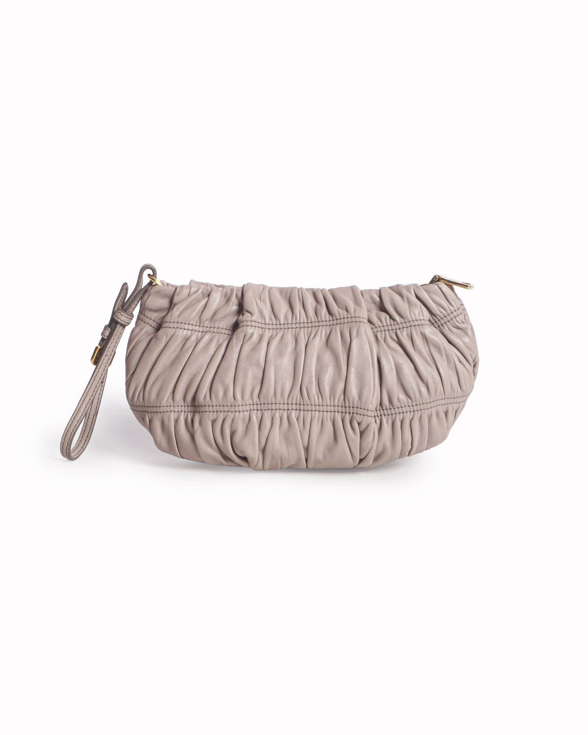 Prada Beige Gauffré Nappa Leather Wristlet Clutch