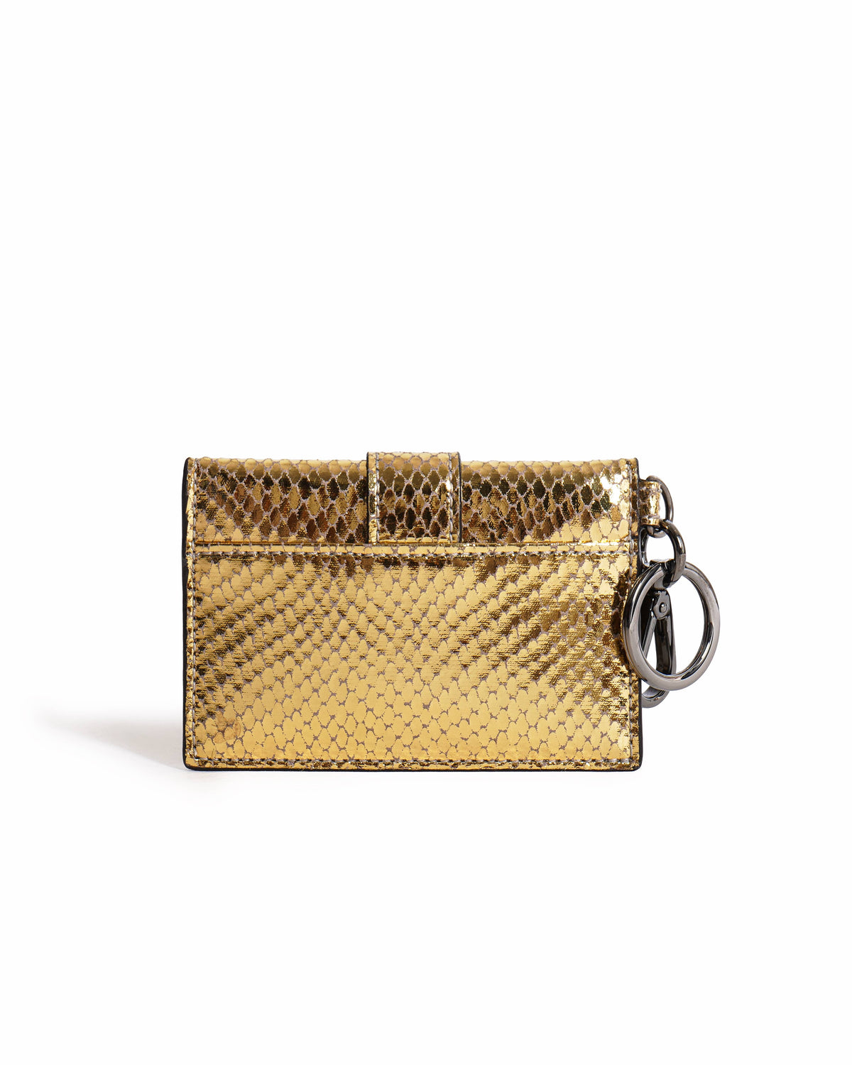 Jimmy Choo Gold Snakeskin Crystal Buckle Card Holder