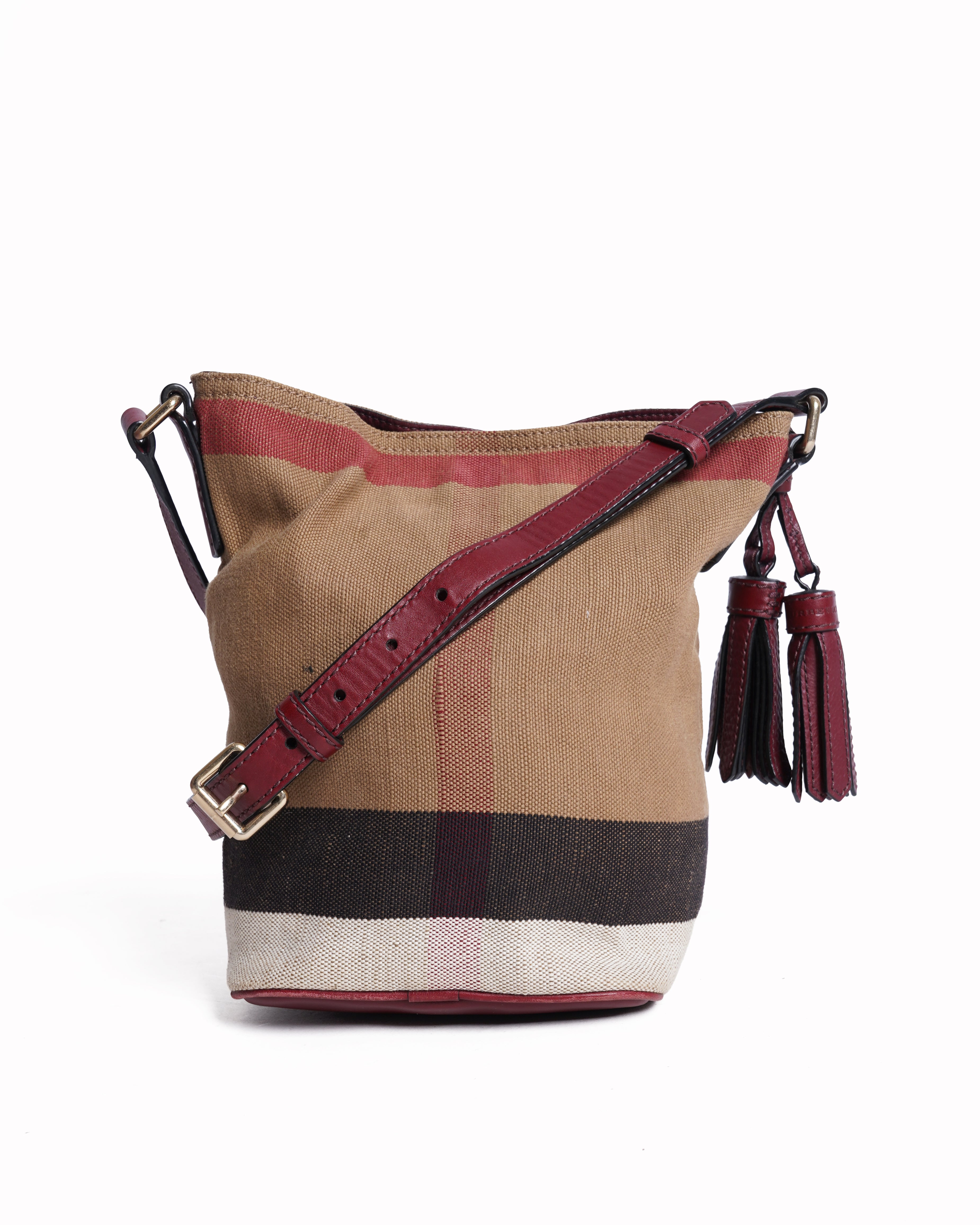 Burberry Multicolor Exploded Check Canvas and Leather MiniAshby Tassel Crossbody Bag
