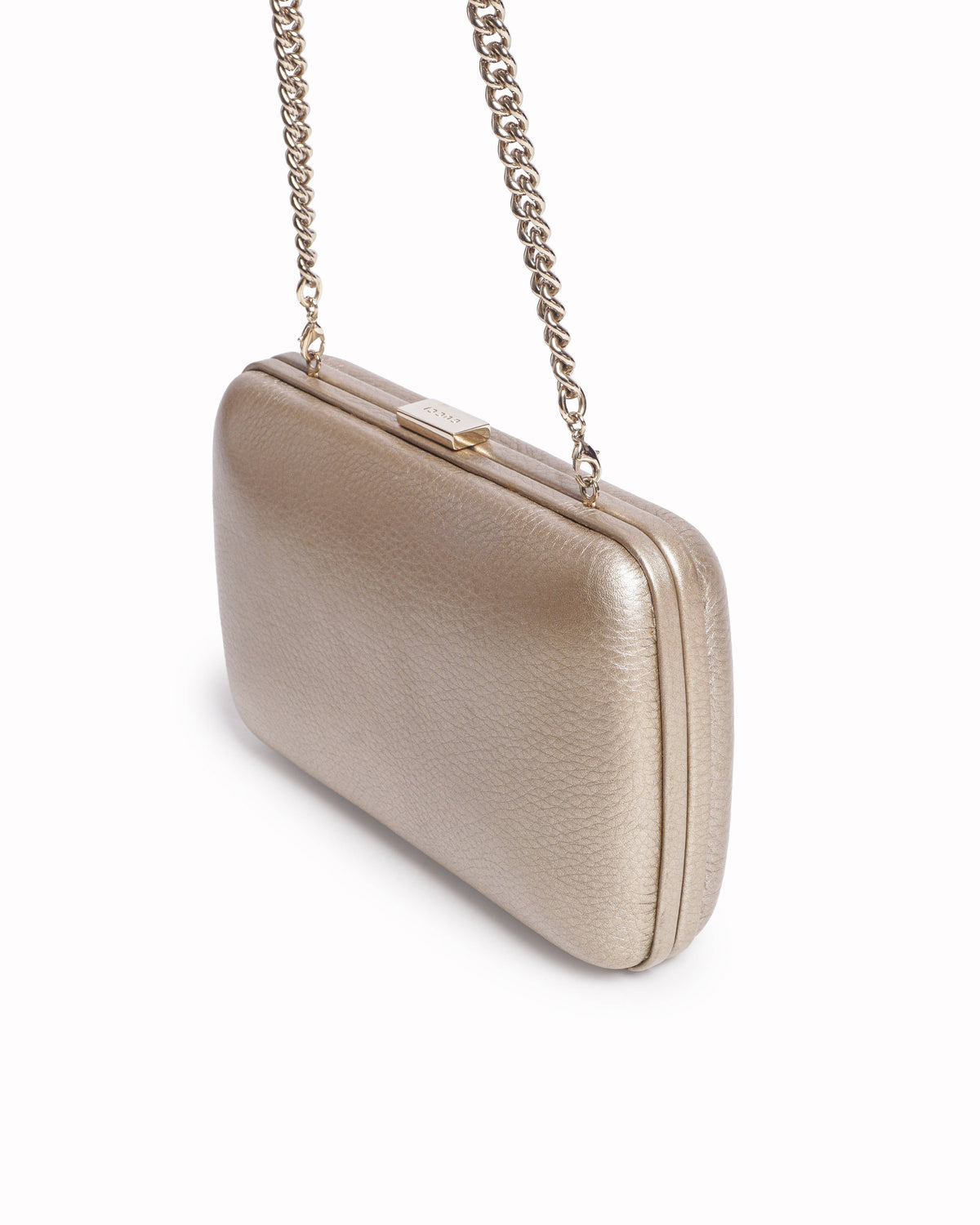 Gucci Metallic Champagne Gold Leather Soho GG Box Clutch