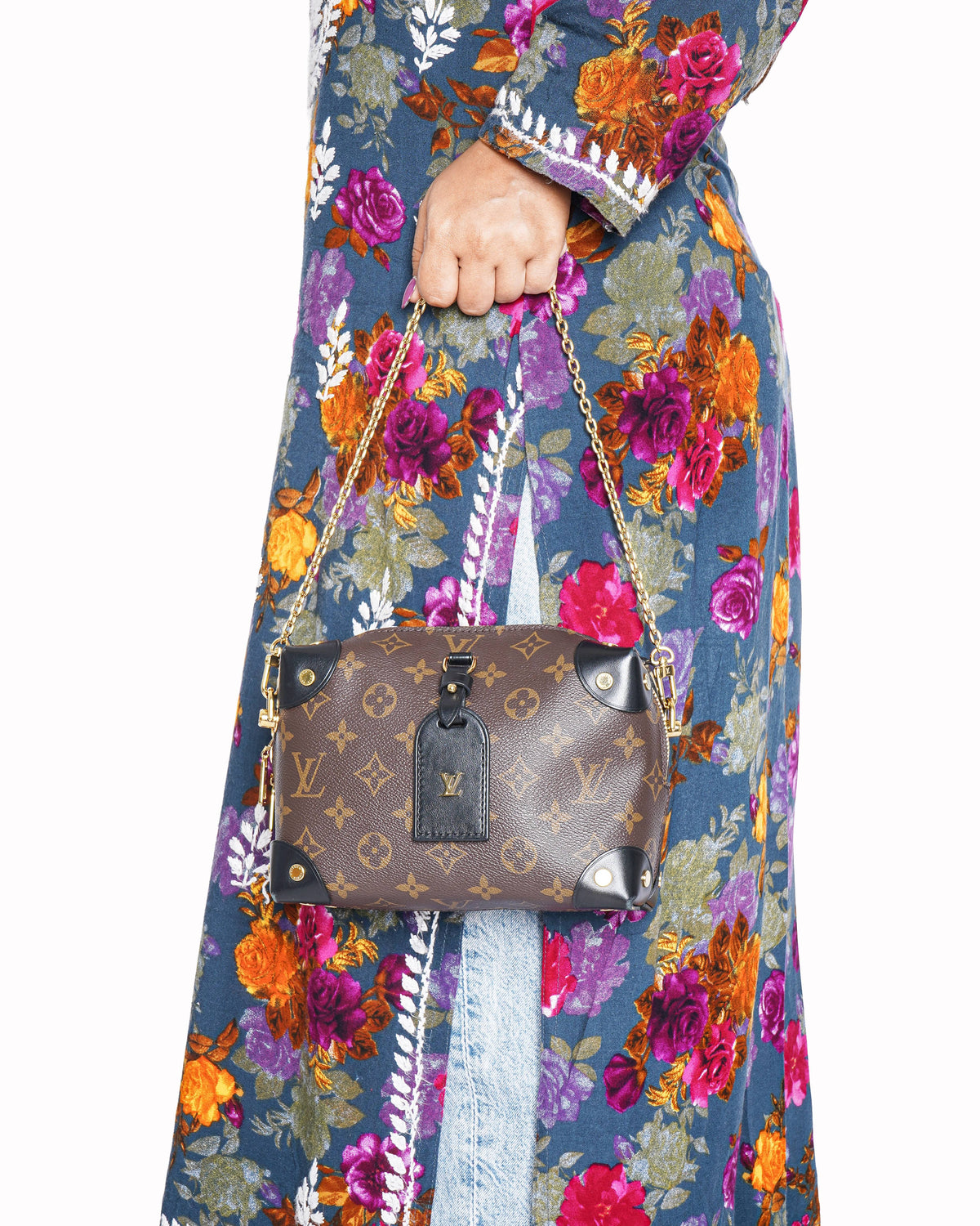 Louis Vuitton Monogram Canvas and Leather Petite Malle Souple Bag