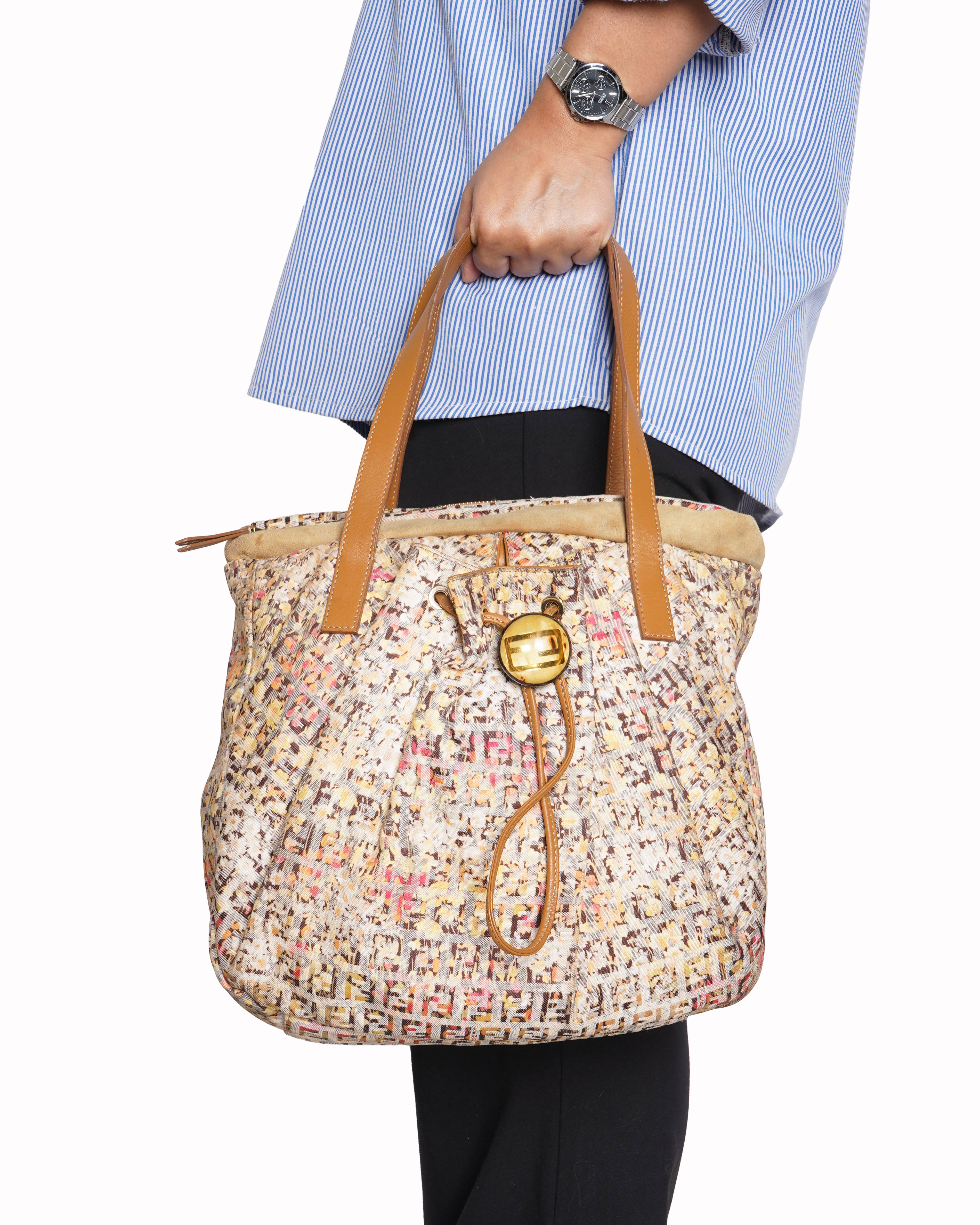 Fendi Zucca Print Drawstring Tote