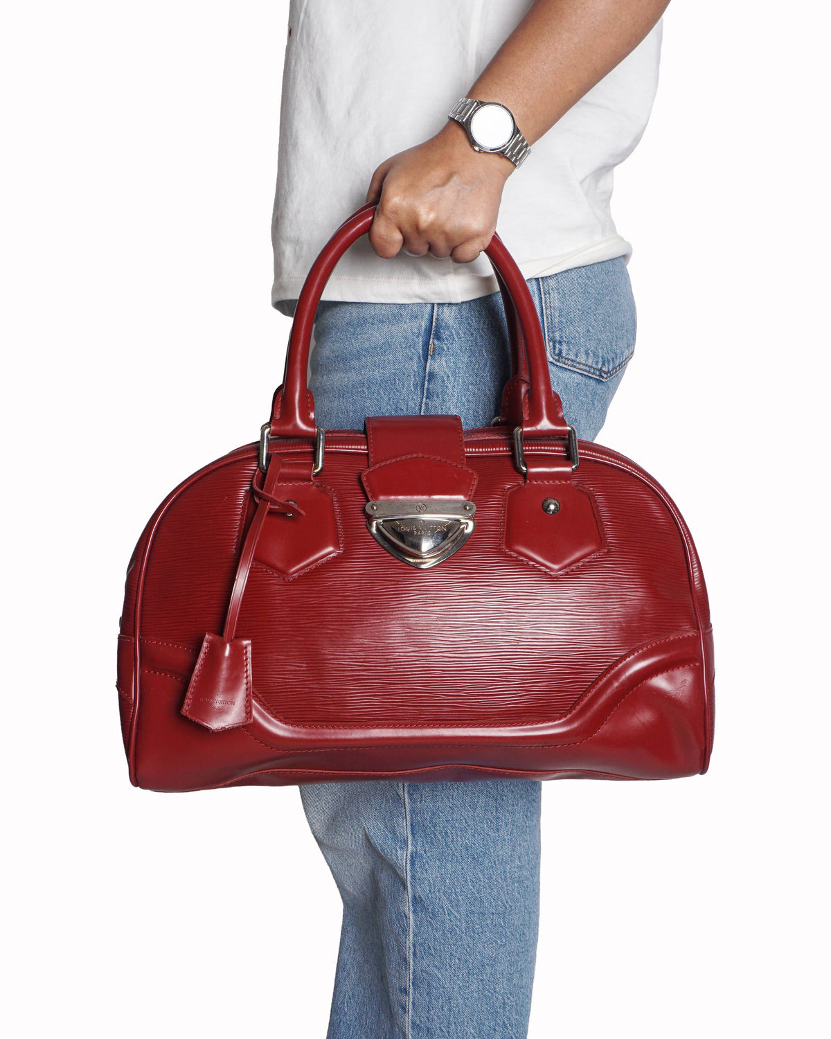 Louis Vuitton Montaigne GM Rouge Epi Leather Bag