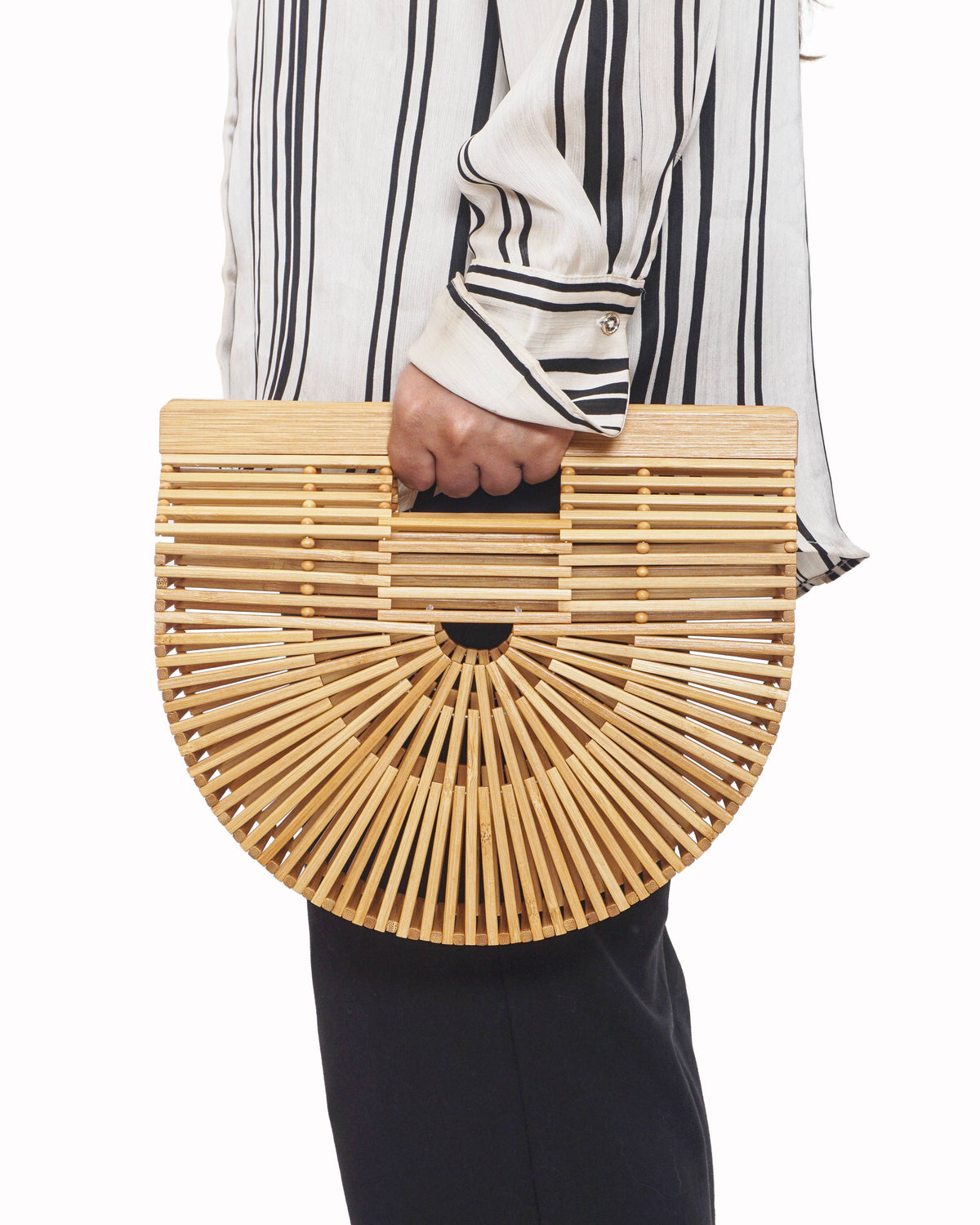Cult Gaia Natural Bamboo Ark Top Handle Bag