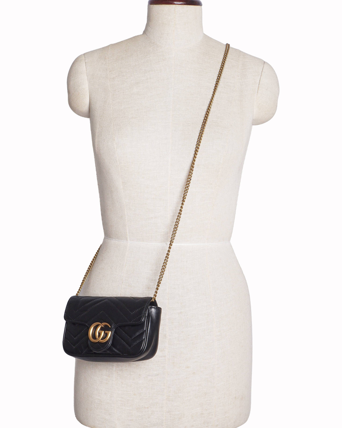 Gucci GG Marmont Small Black Matelassé Flap Bag