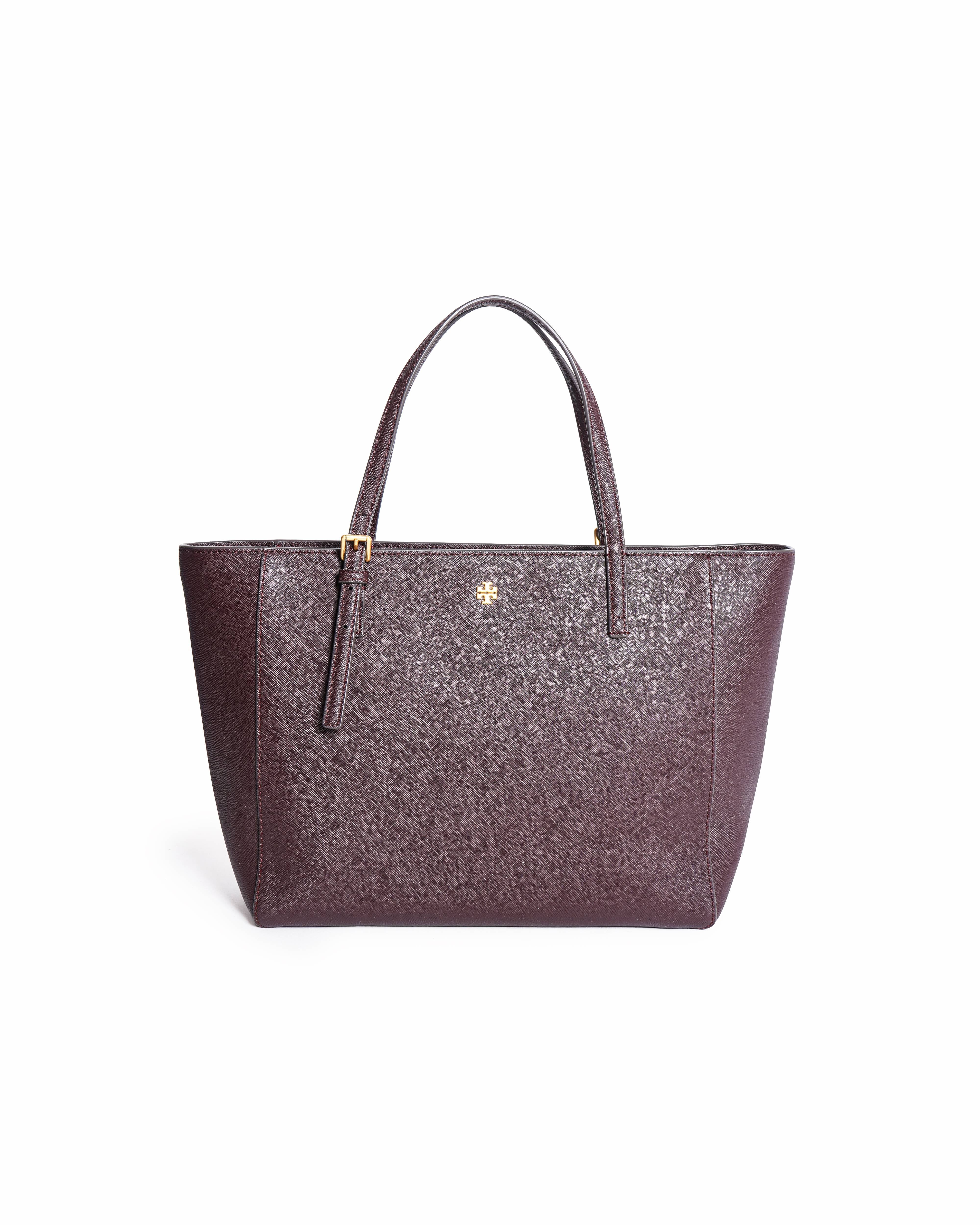 Tory Burch Burgundy Leather Emerson Tote Bag