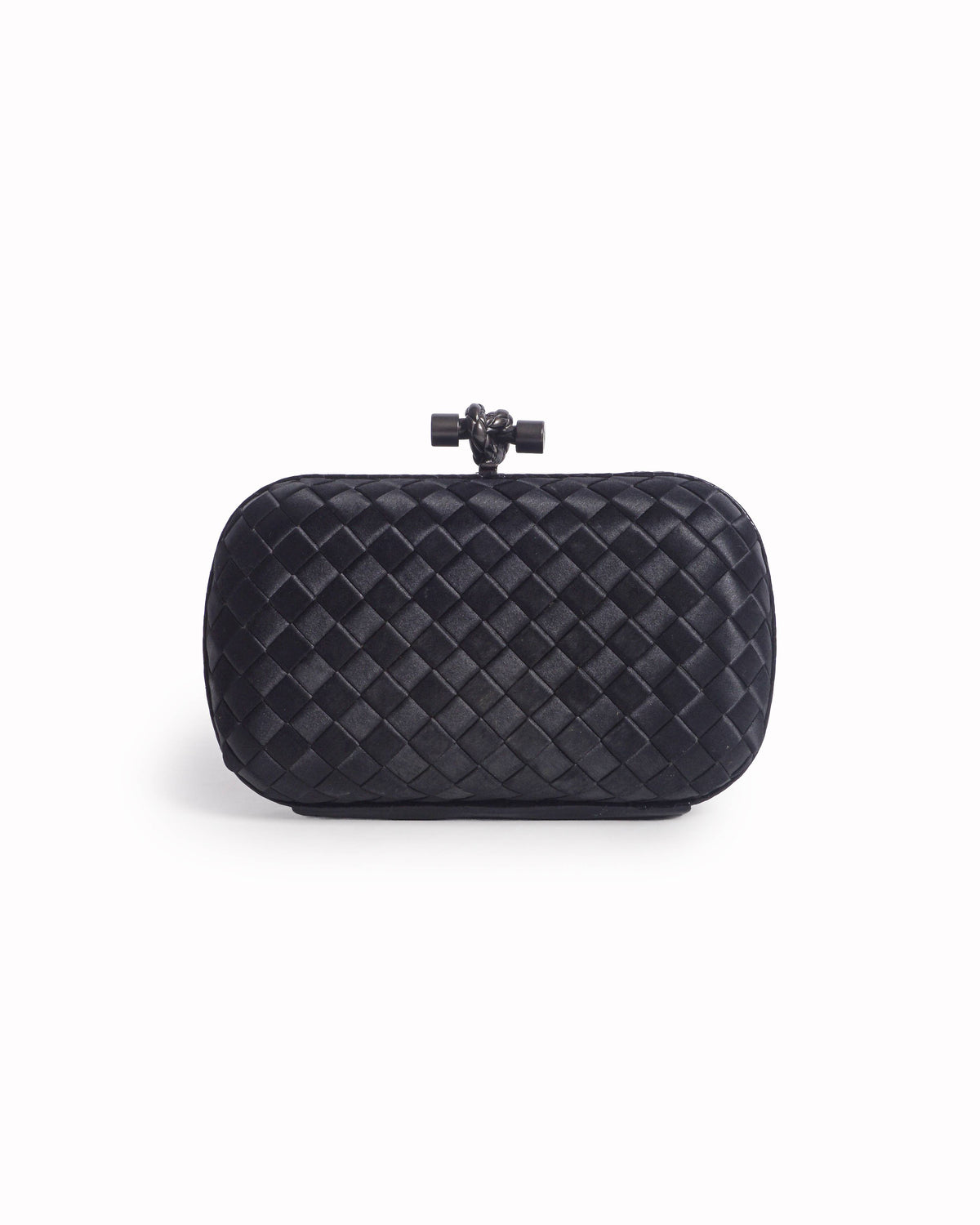 Bottega Veneta Black Intrecciato Knot Clutch