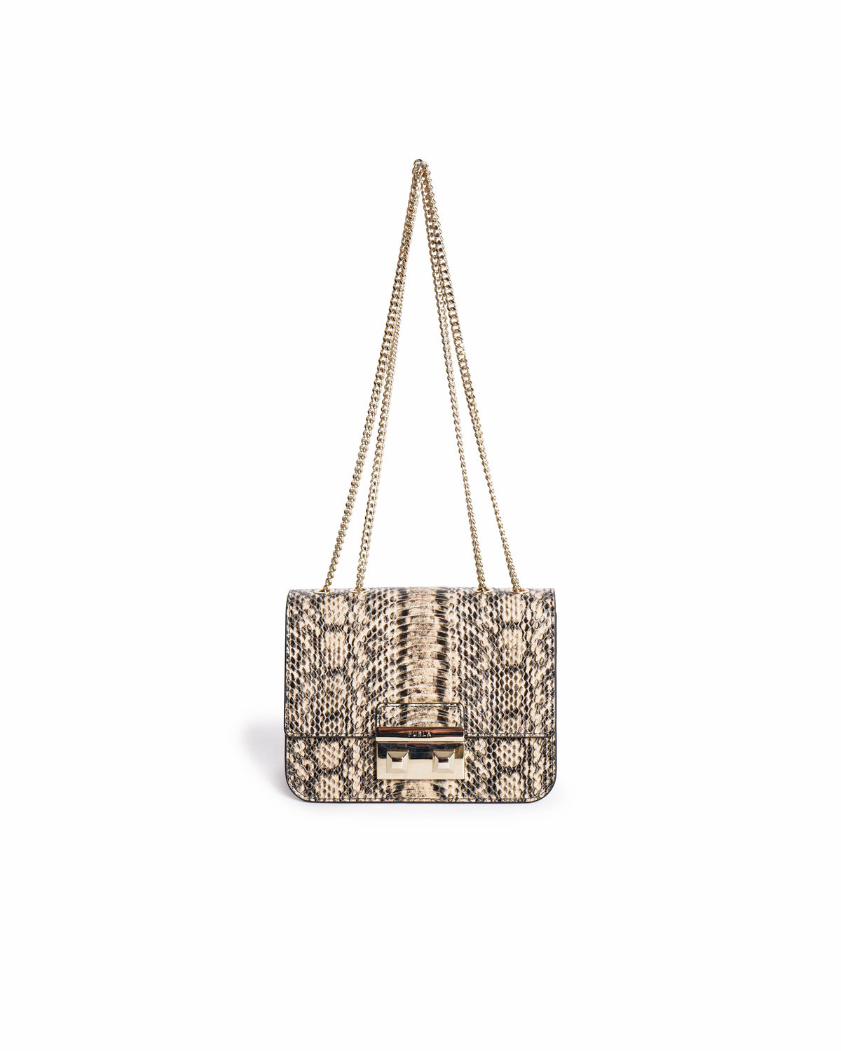 Furla Metropolis Snakeskin Embossed Leather Shoulder Bag
