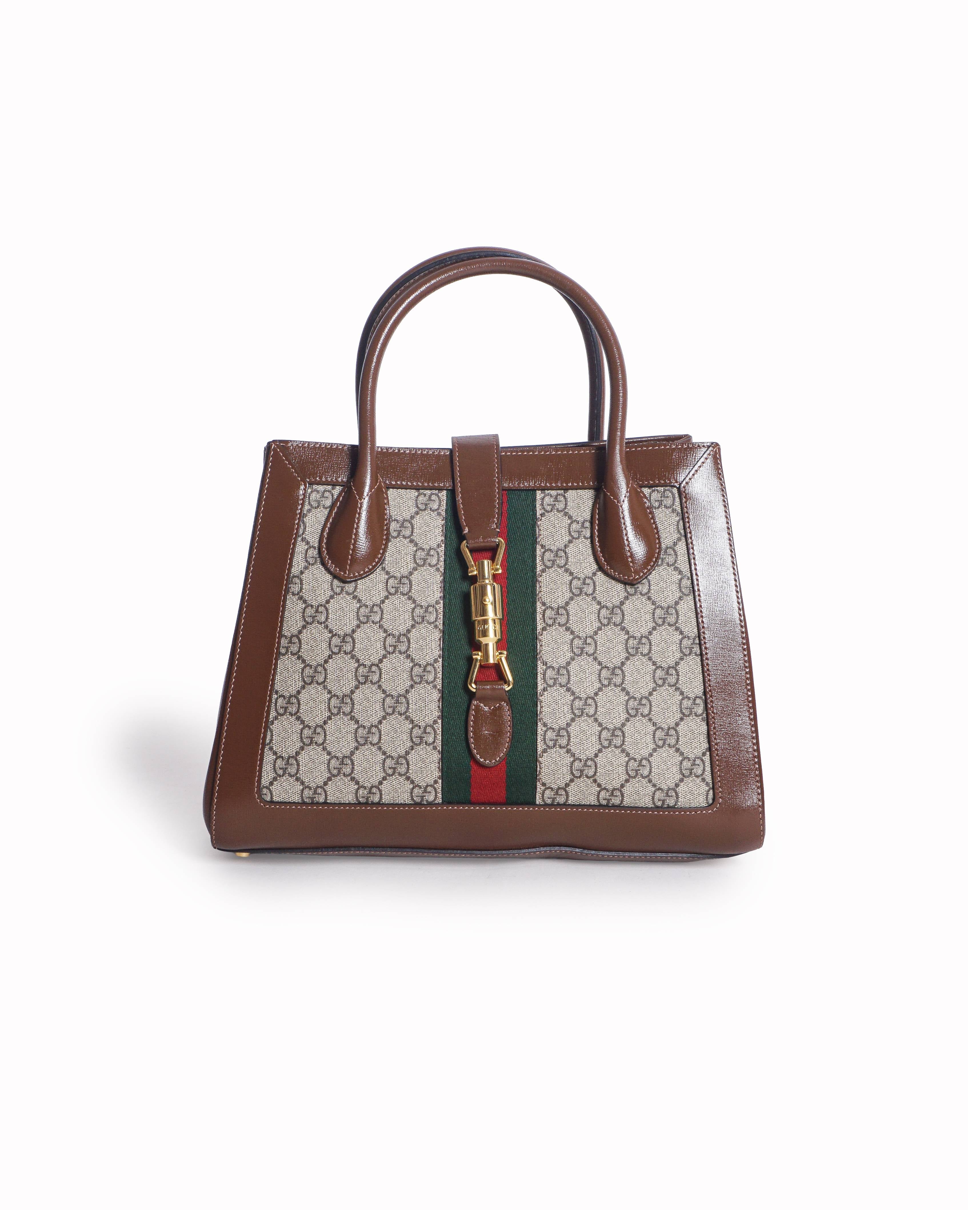Gucci Jackie GG Supreme Canvas Web Stripe Top Handle Bag