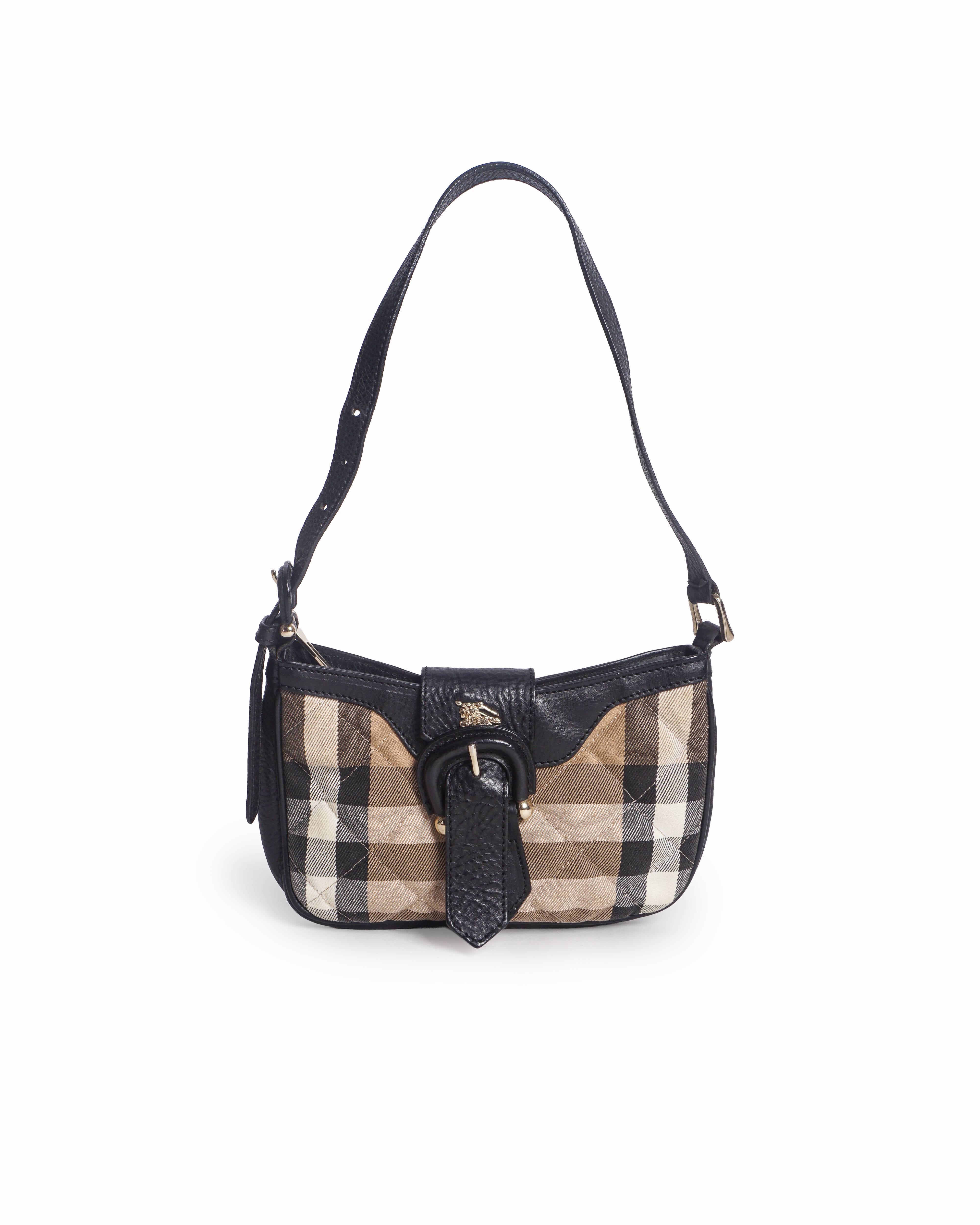 Burberry Quilted Nova Check Canvas & Leather Shoulder Bag