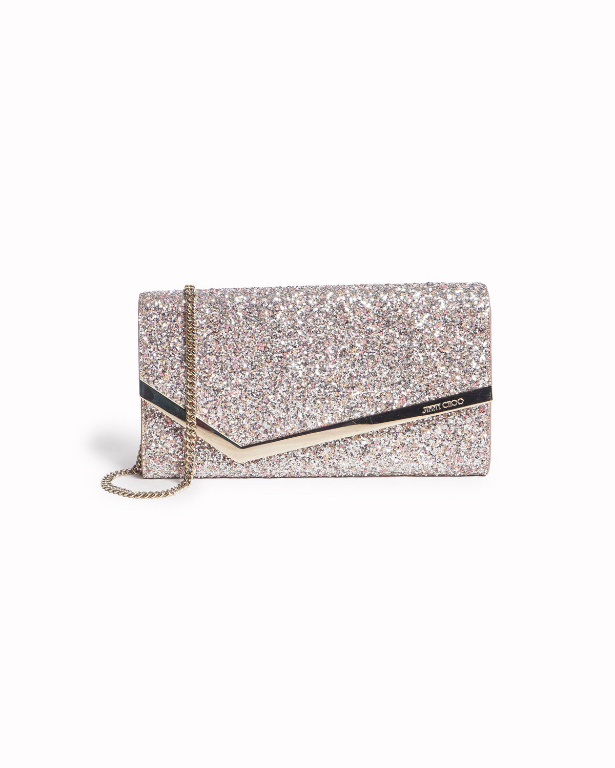 Jimmy Choo Emmie Coarse Glitter Envelope Clutch Bag