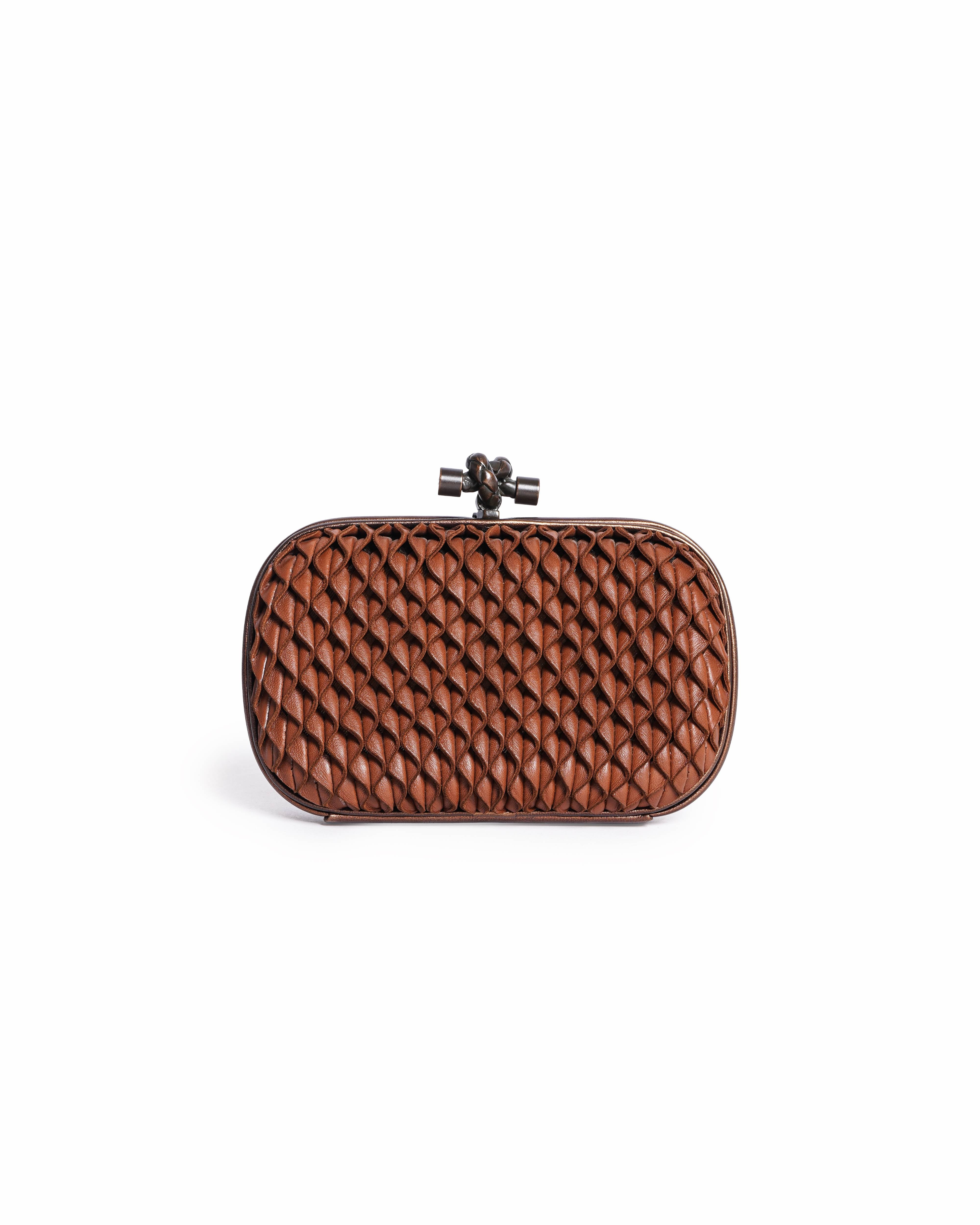 Bottega Veneta Brown Leather Knot Clutch