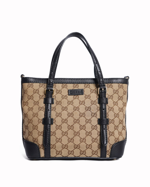 Gucci beige/Black GG Canvas Classic Tote Bag