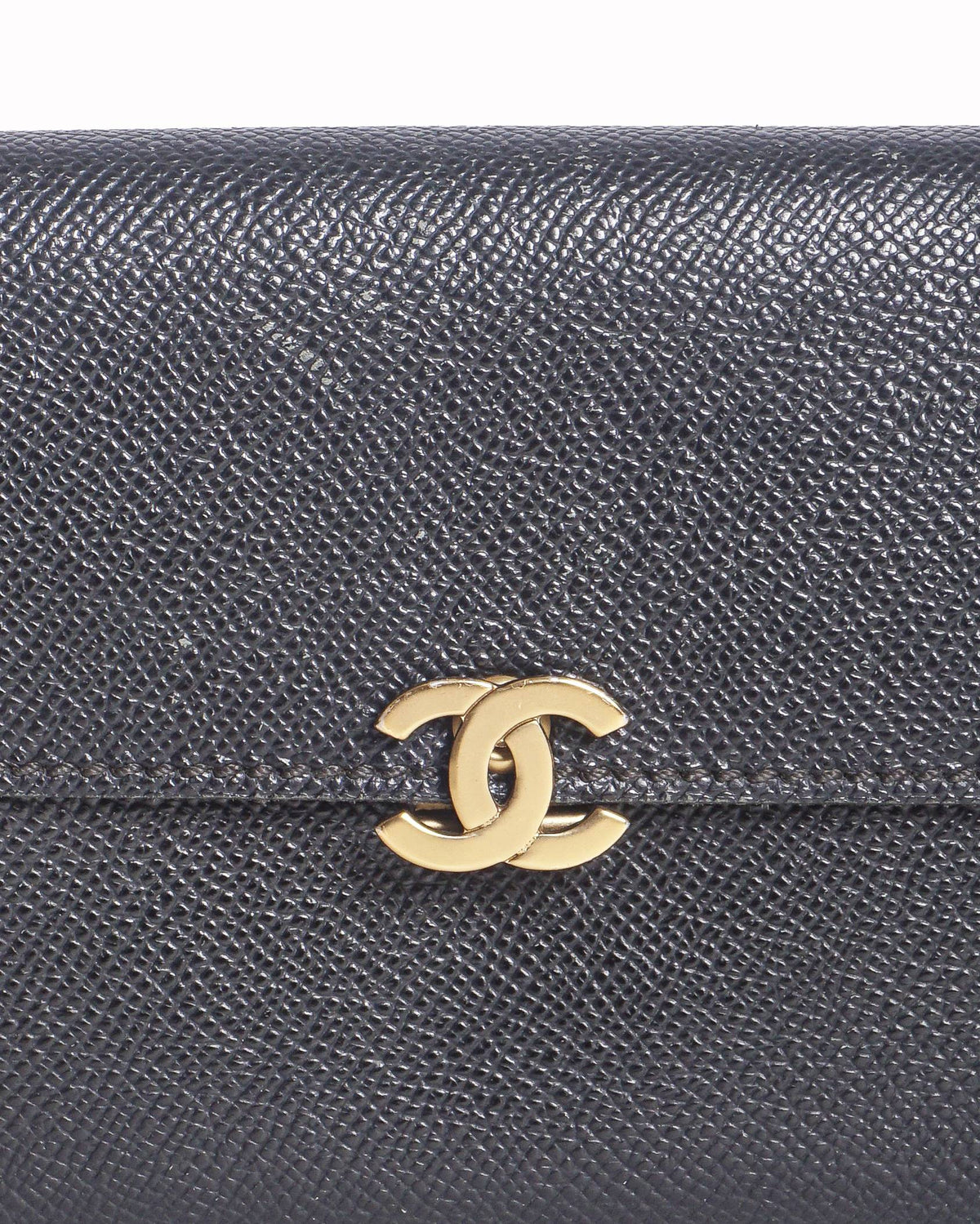 Chanel Classic Flap Long Wallet Black Caviar Leather Gold CC