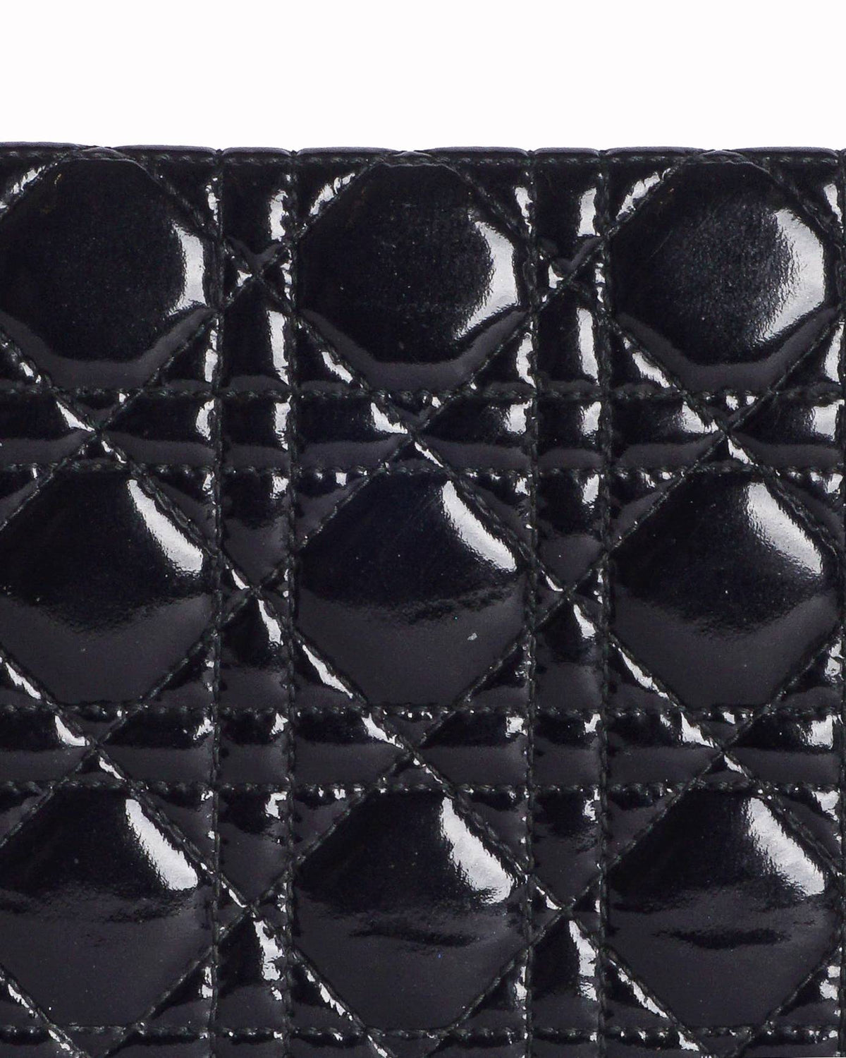 Dior Lady Cannage Black Patent Leather Long Wallet