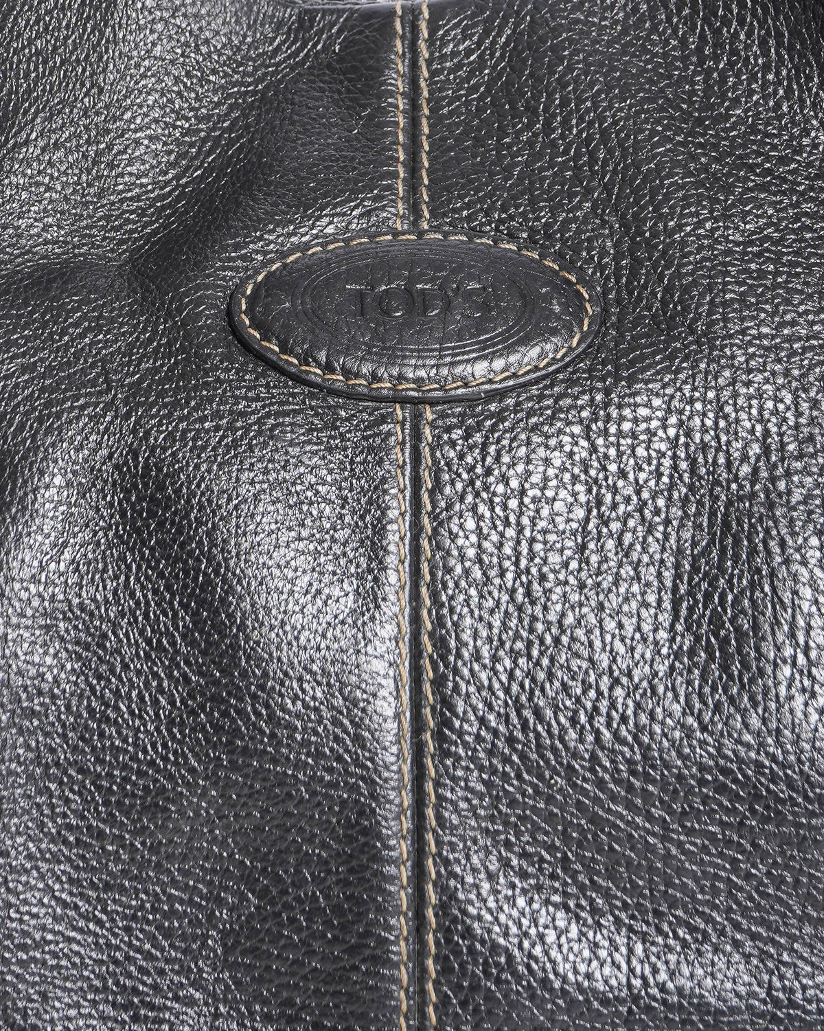 Tod's black leather shoulder tote bag