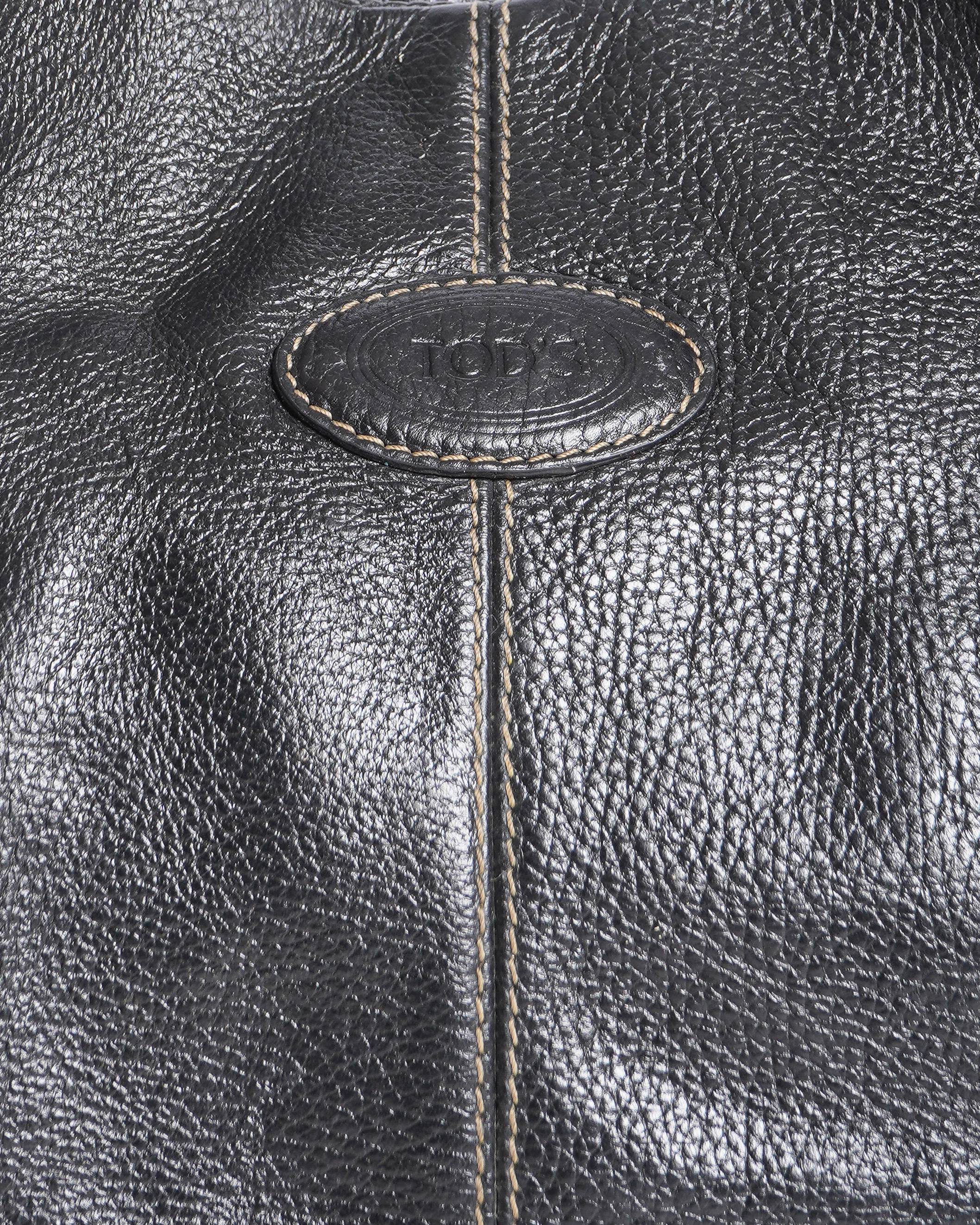 Tod's black leather shoulder tote bag