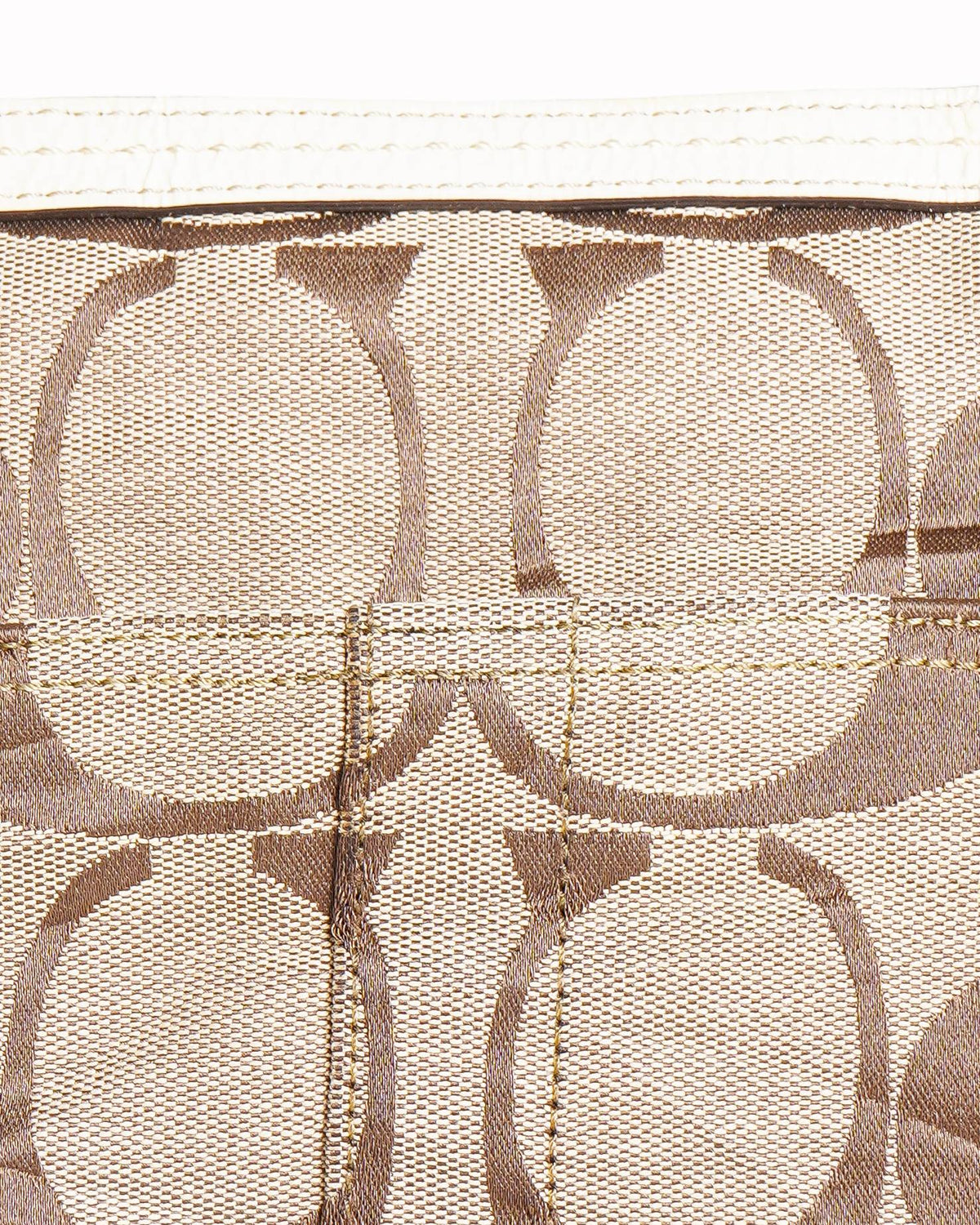 Coach Signature Khaki Canvas Cream Stripe Tote