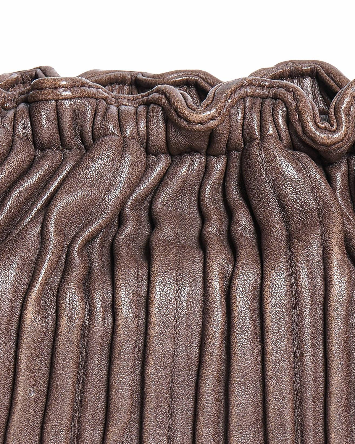 Bvlgari brown leather pleated handle bag