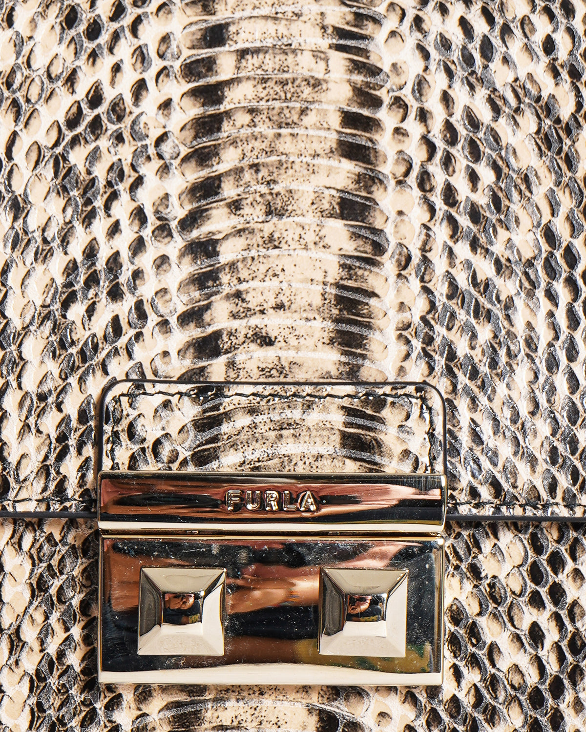 Furla Metropolis Snakeskin Embossed Leather Shoulder Bag