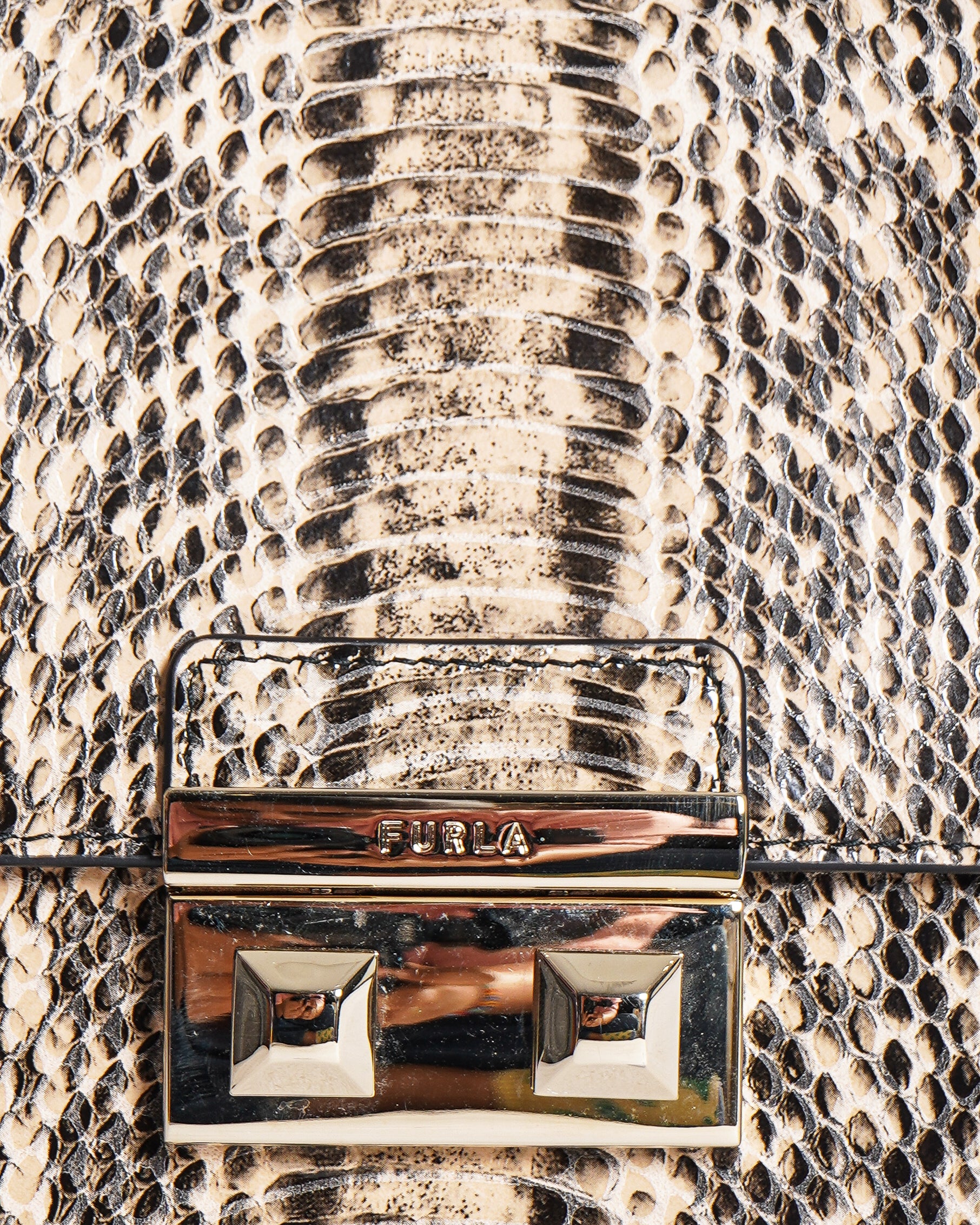 Furla Metropolis Snakeskin Embossed Leather Shoulder Bag