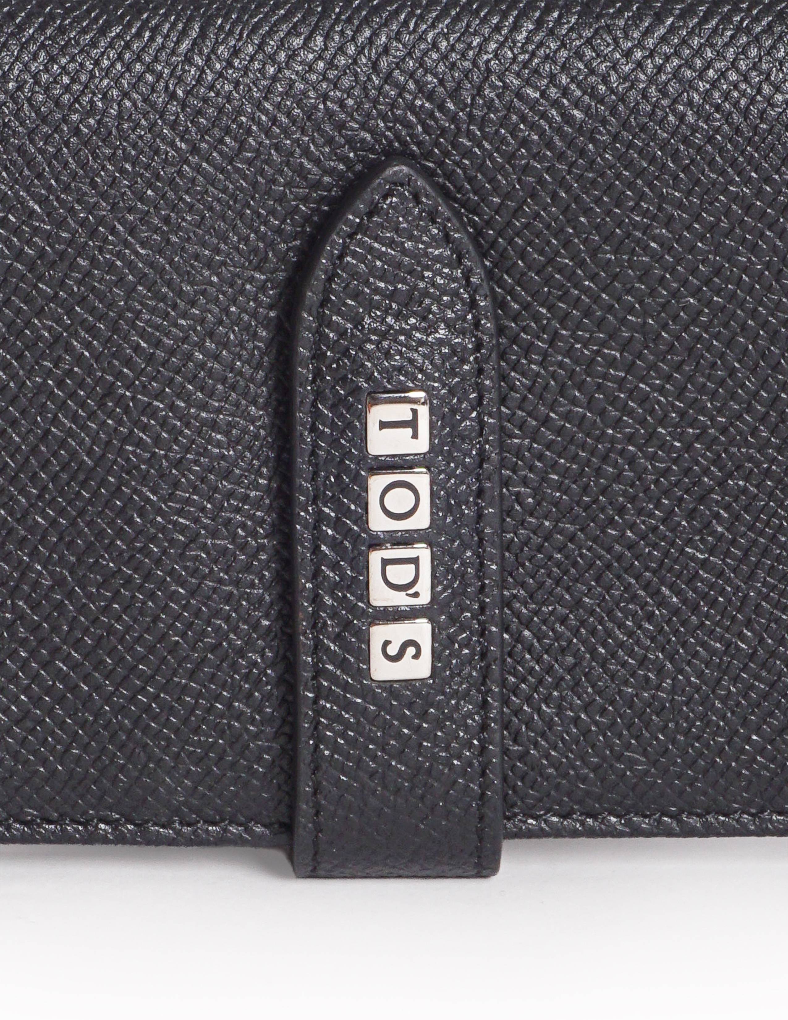 Tod's Black Textured Leather Continental Flap Wallet