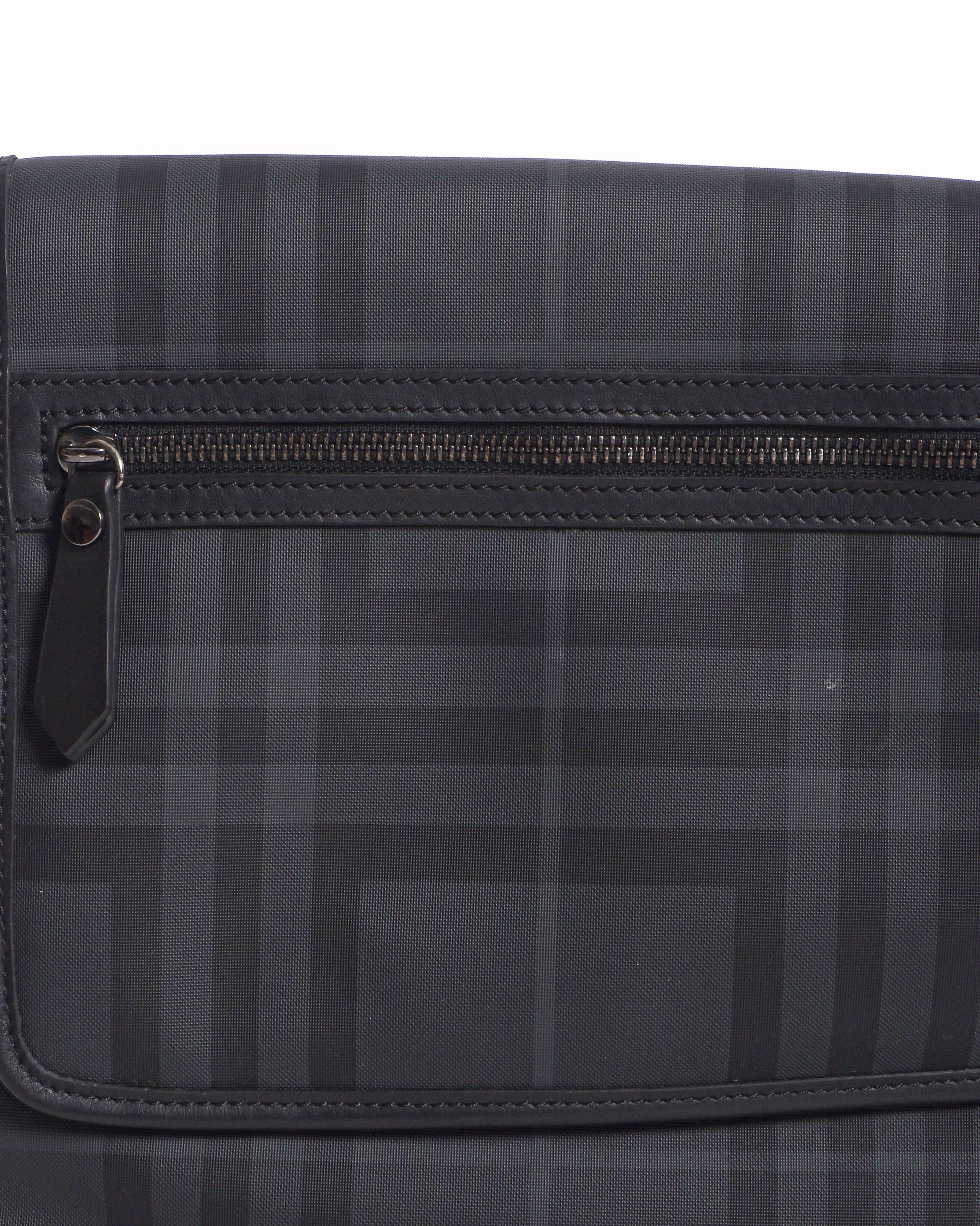 Burberry Charcoal Nova Check Nylon Messenger Bag