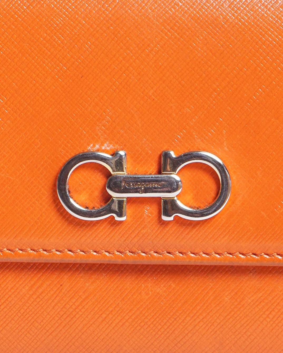 Salvatore Ferragamo Orange Saffiano Leather Gancini Wallet