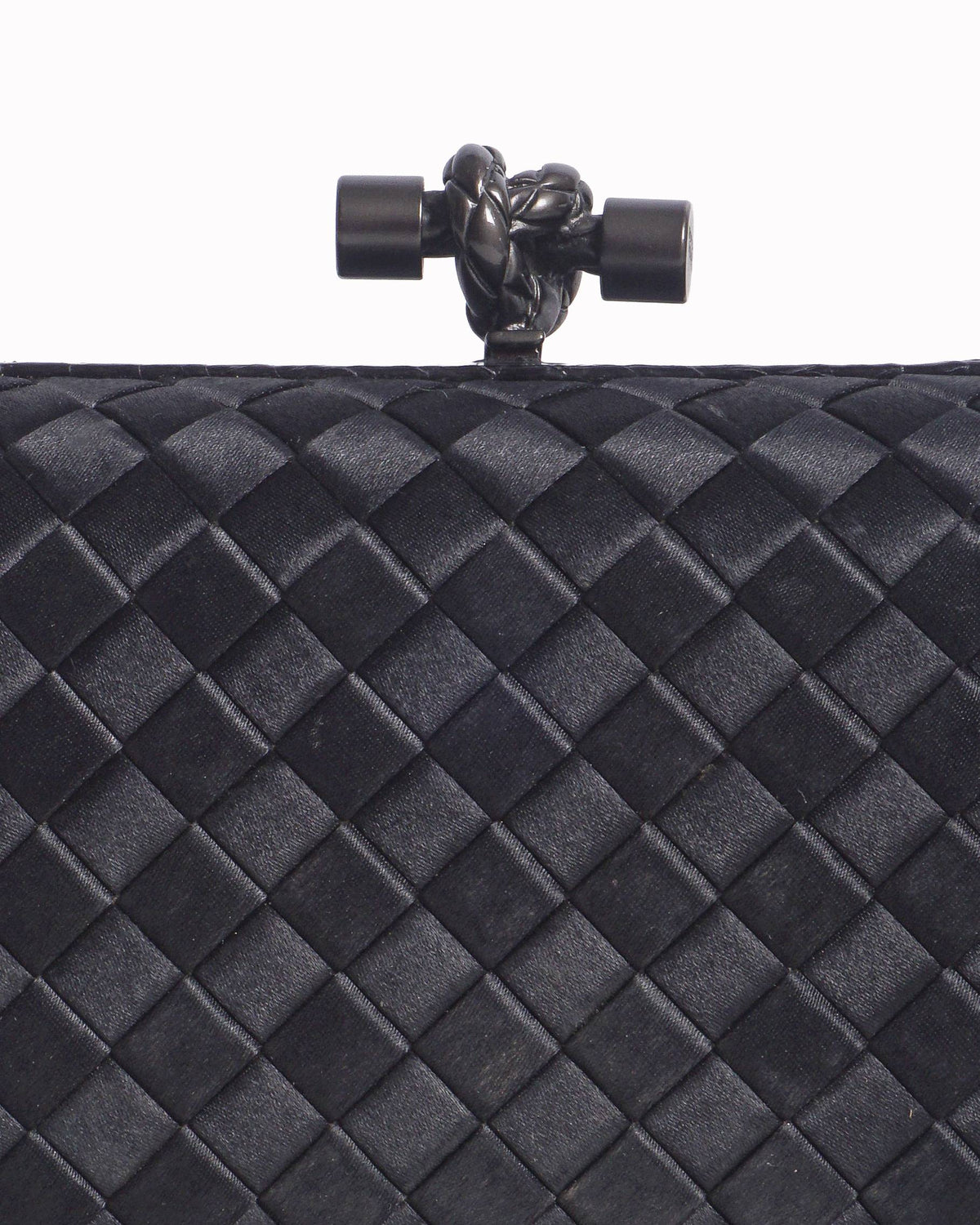 Bottega Veneta Black Intrecciato Knot Clutch