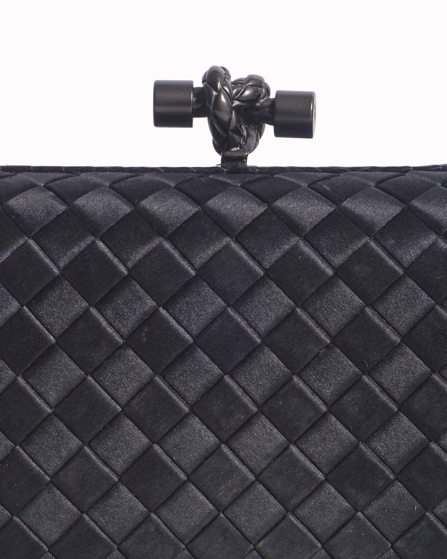 Bottega Veneta Black Intrecciato Knot Clutch
