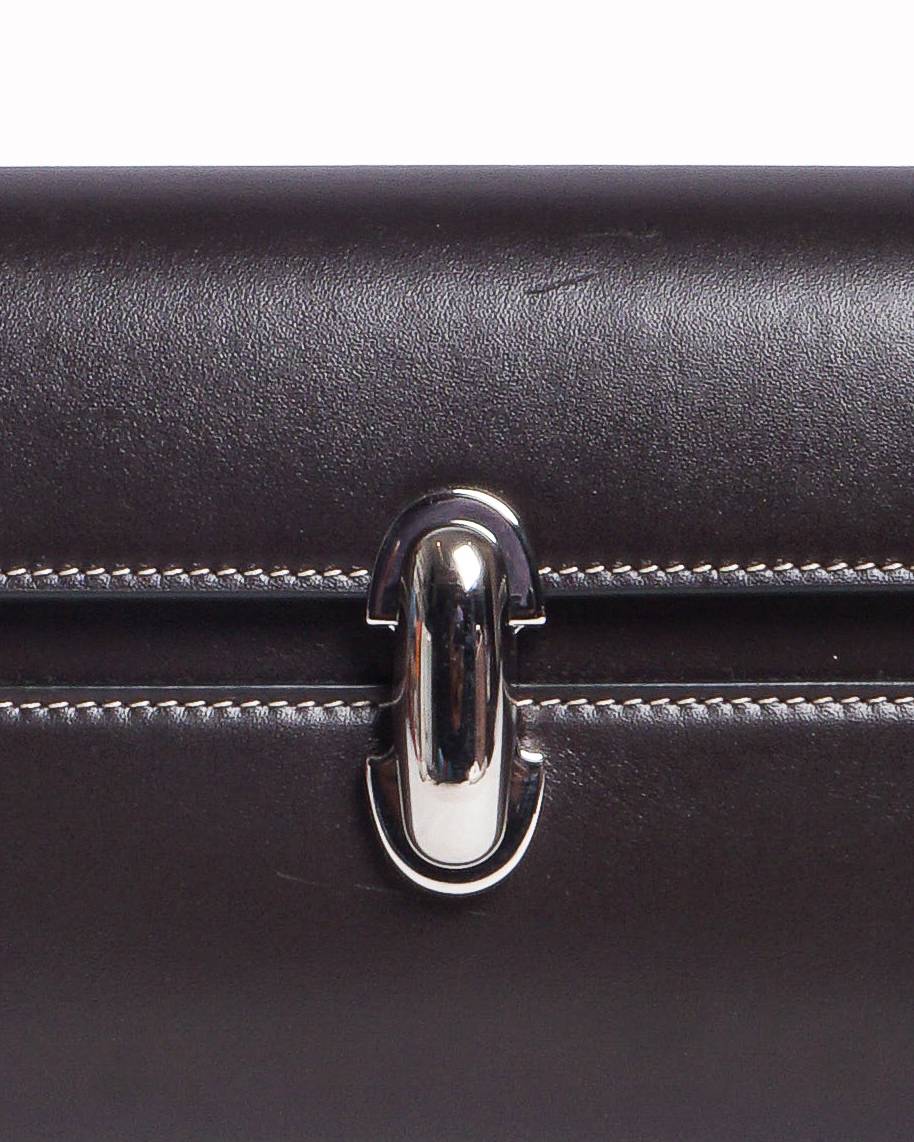 Savette Symmetry Mini Brown Leather Crossbody Bag