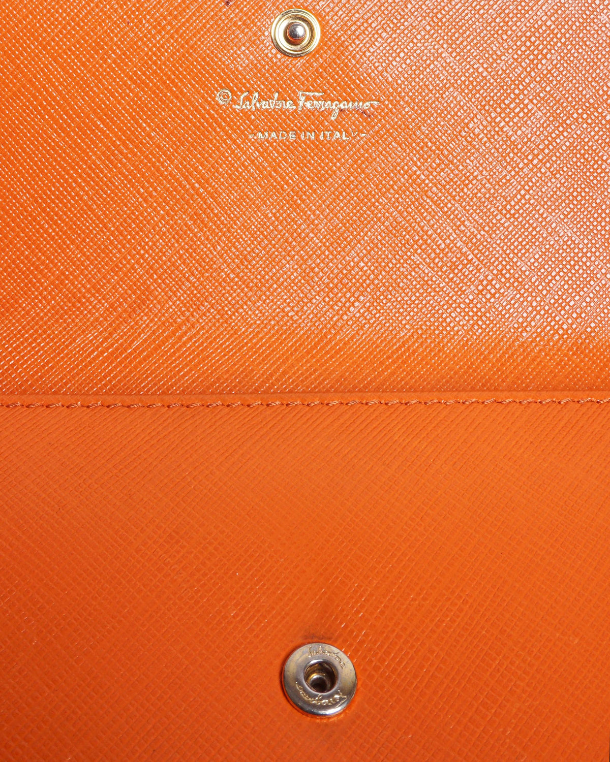 Salvatore Ferragamo Orange Saffiano Leather Gancini Wallet