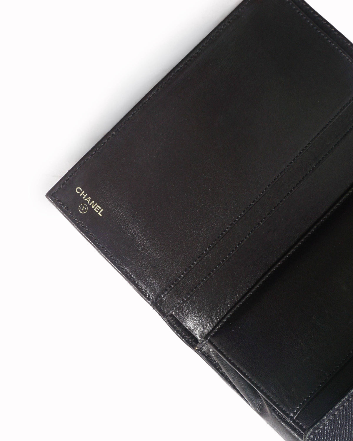 Chanel Classic Flap Long Wallet Black Caviar Leather Gold CC