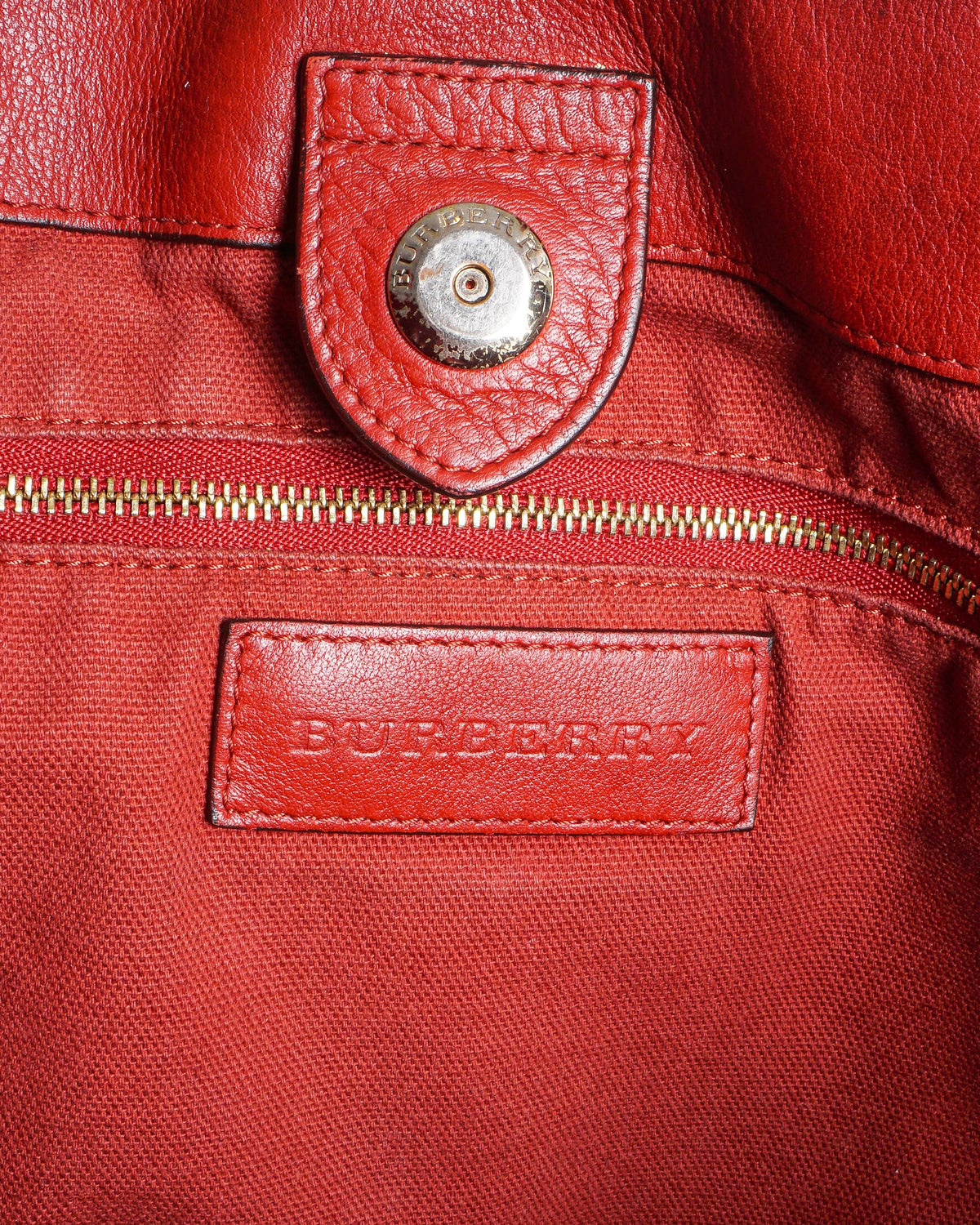 Burberry Red Leather Canterbury Tote Bag
