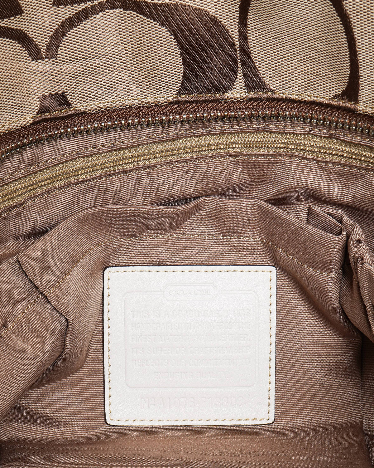 Coach Signature Khaki Canvas Cream Stripe Tote