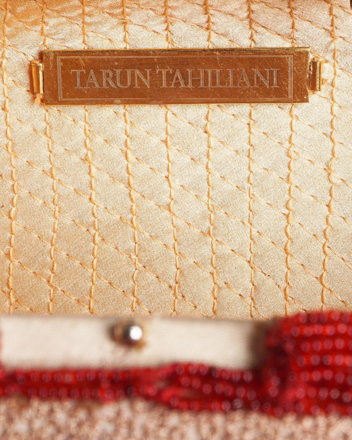 Tarun Tahiliani Red Beaded Fringe Top-Handle Clutch