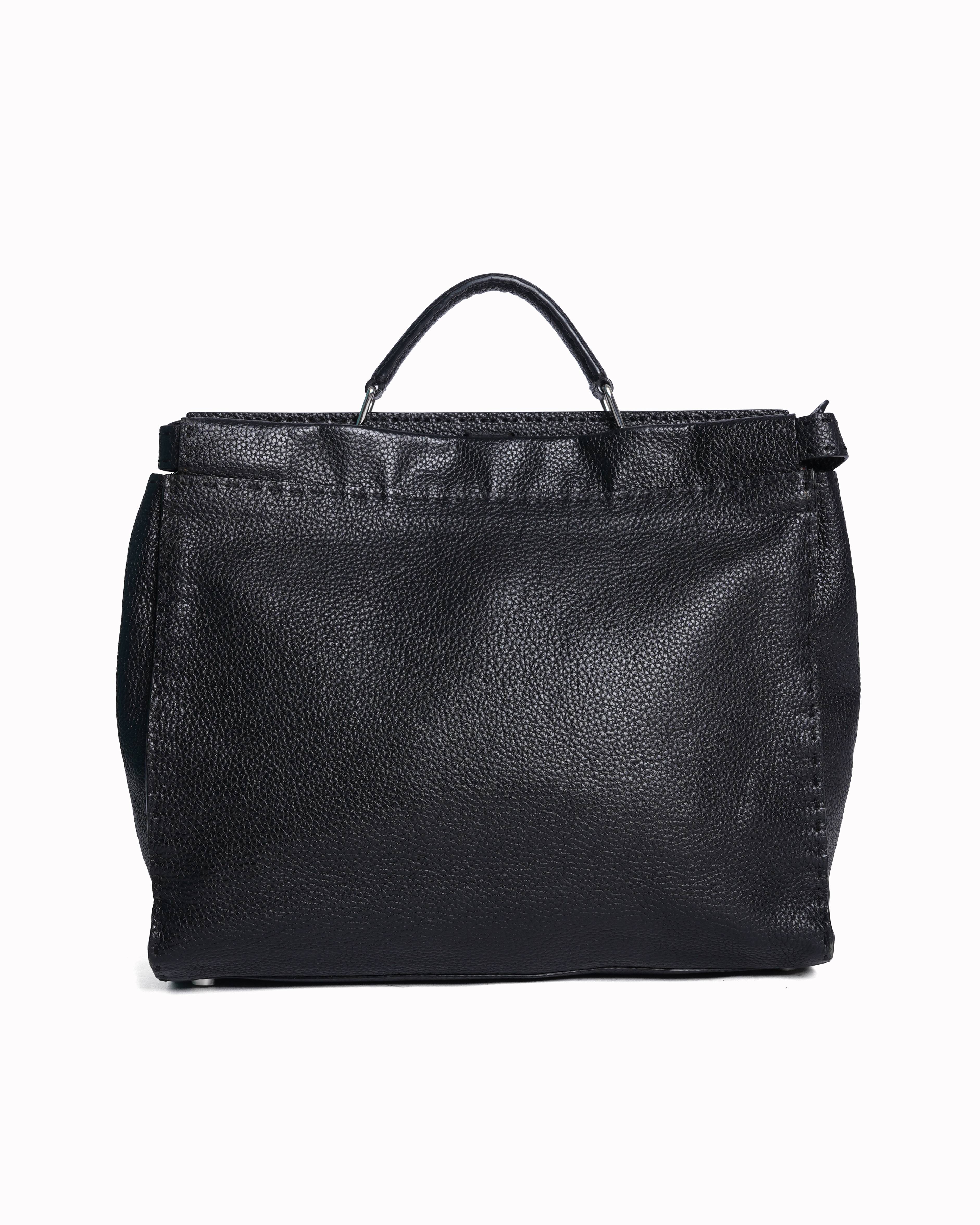 Fendi peekaboo black leather handbag
