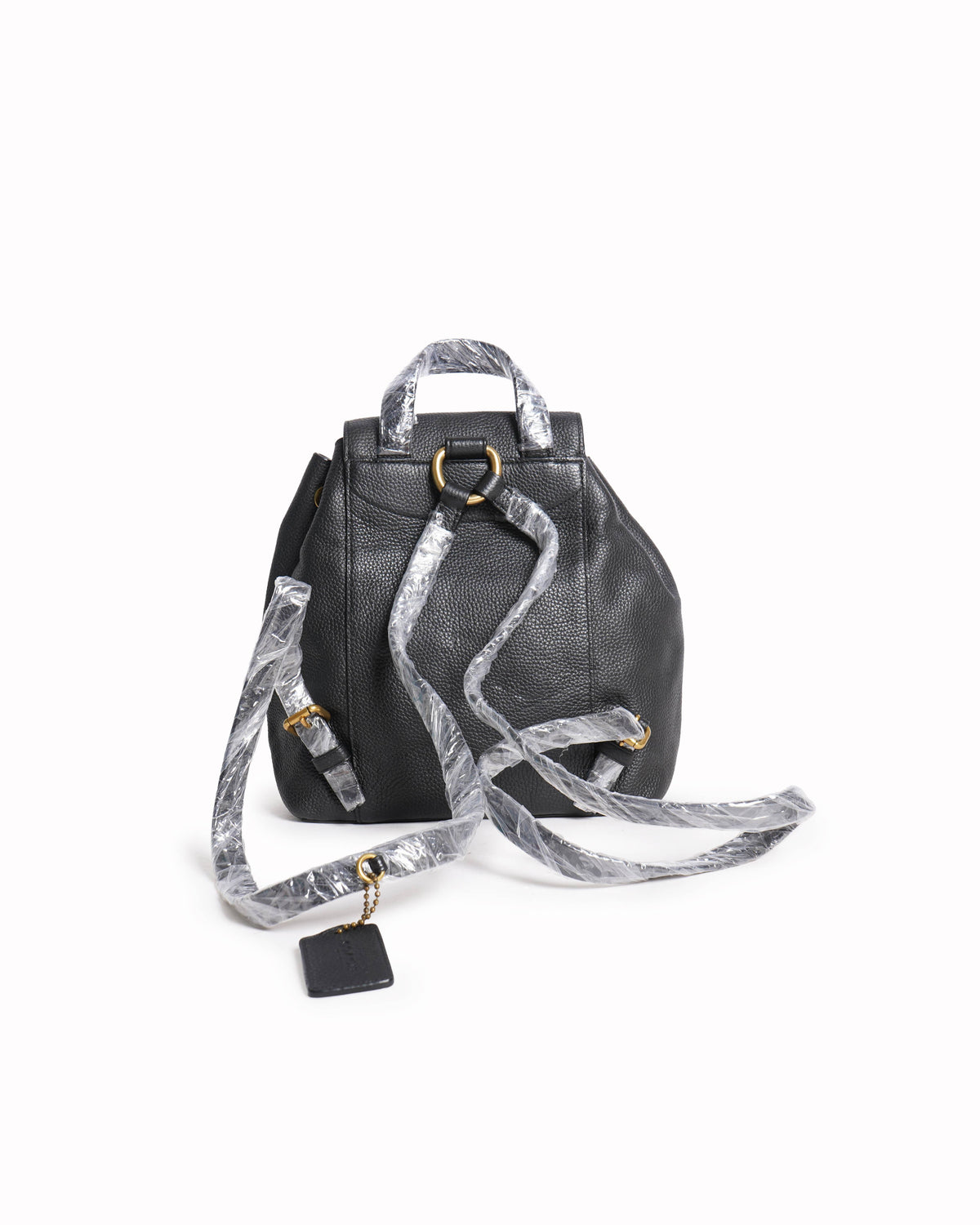 Coach Black Leather Drawstring Backpack
