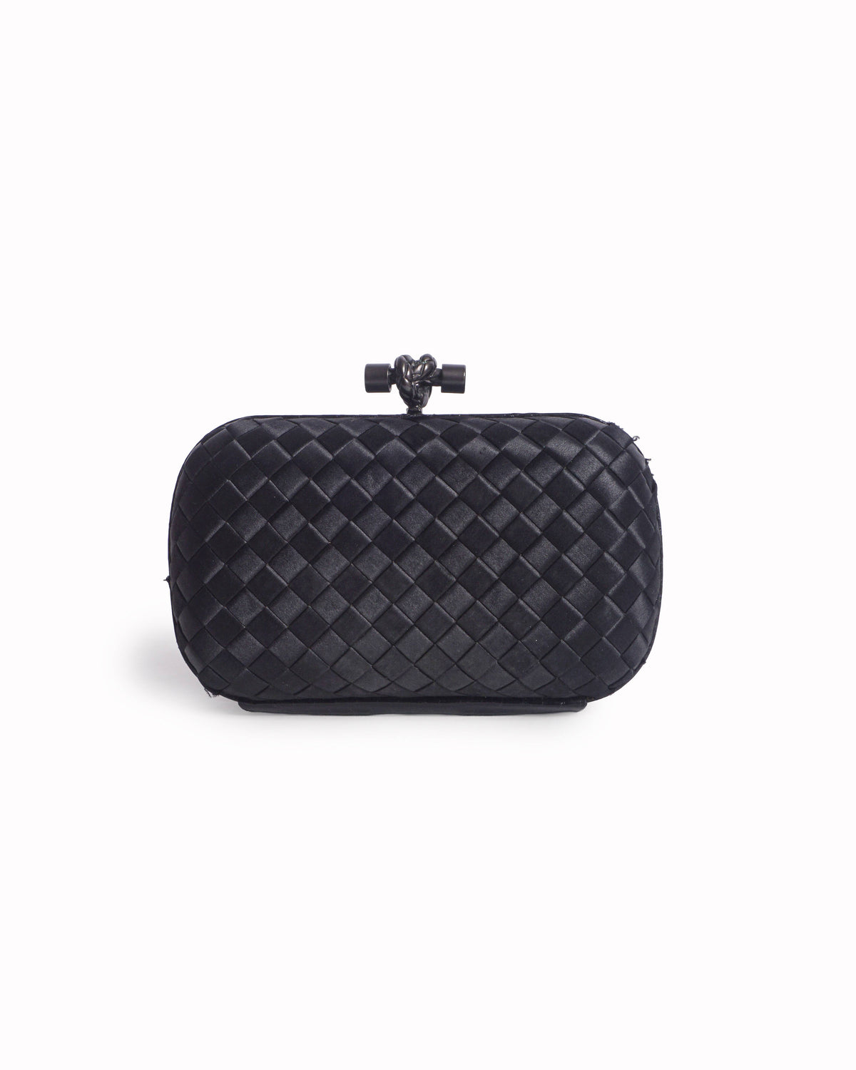 Bottega Veneta Black Intrecciato Knot Clutch