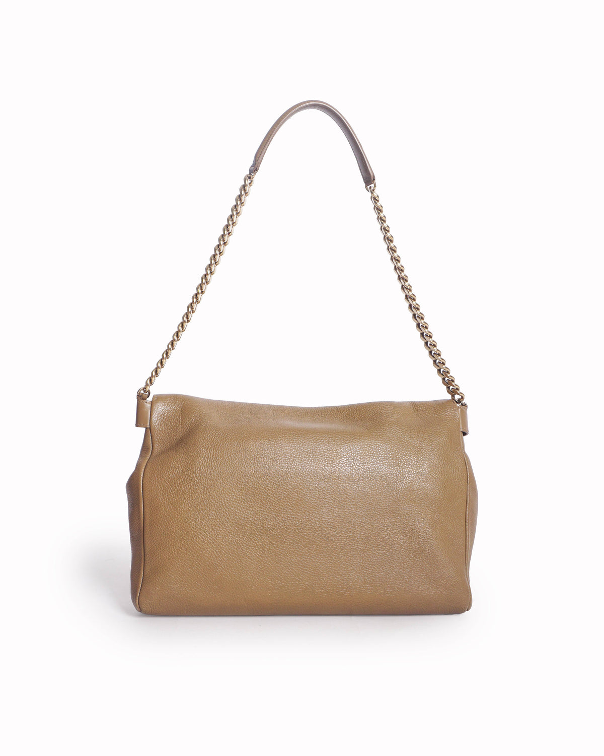 Jimmy Choo Beige Pebbled Leather Gold Logo Shoulder Bag