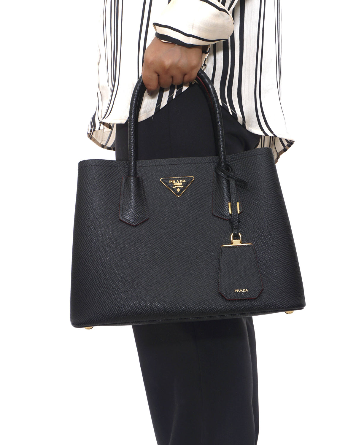 Prada Black Double Saffiano Leather Satchel