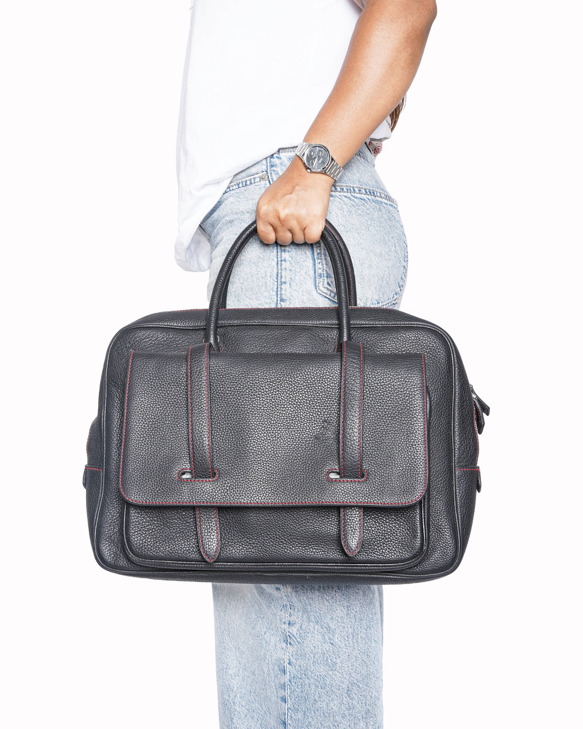 Hermès Black Clemence Leather Messenger Satchel Bag
