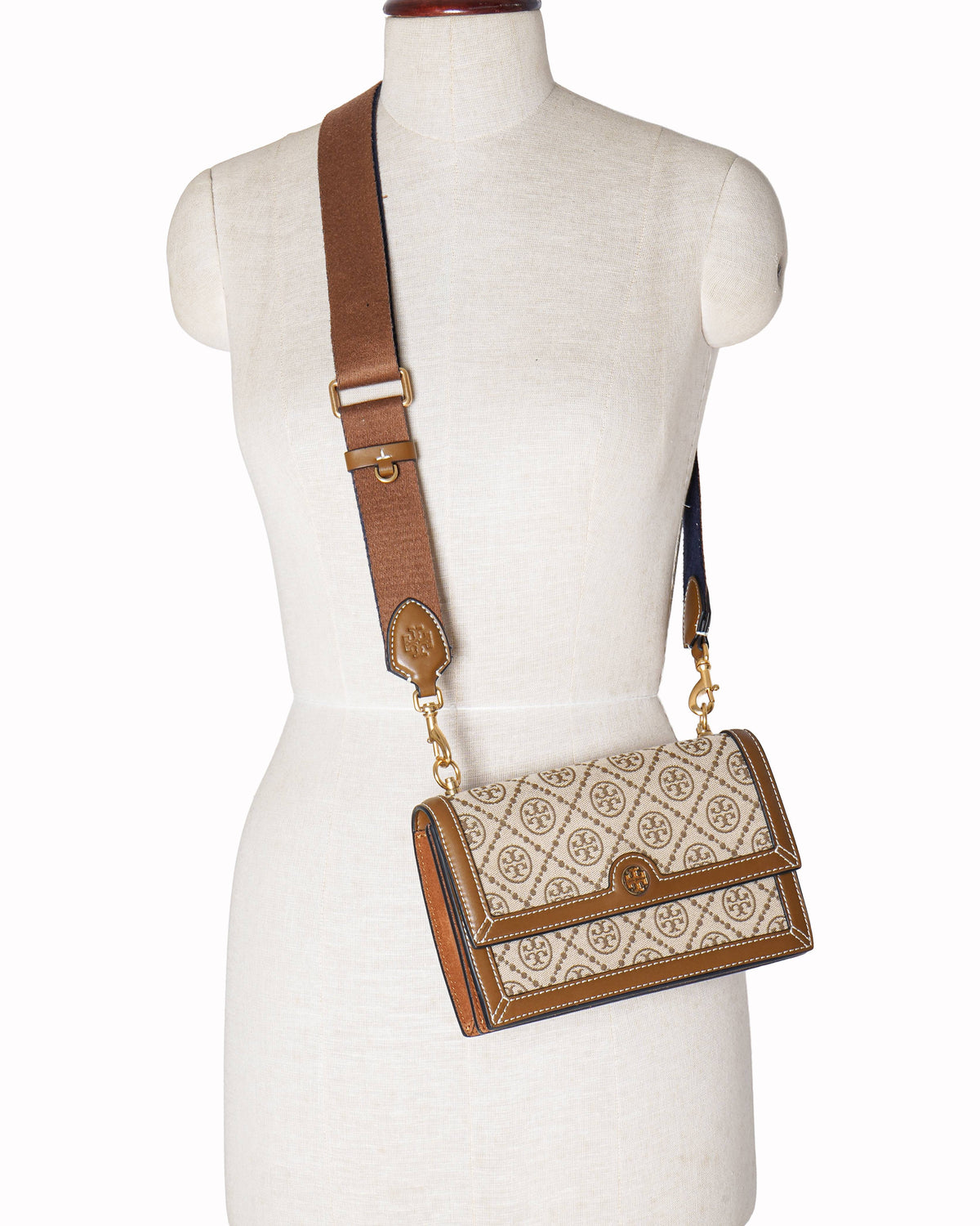 Tory Burch T Monogram Canvas and Leather Mini Shoulder Bag
