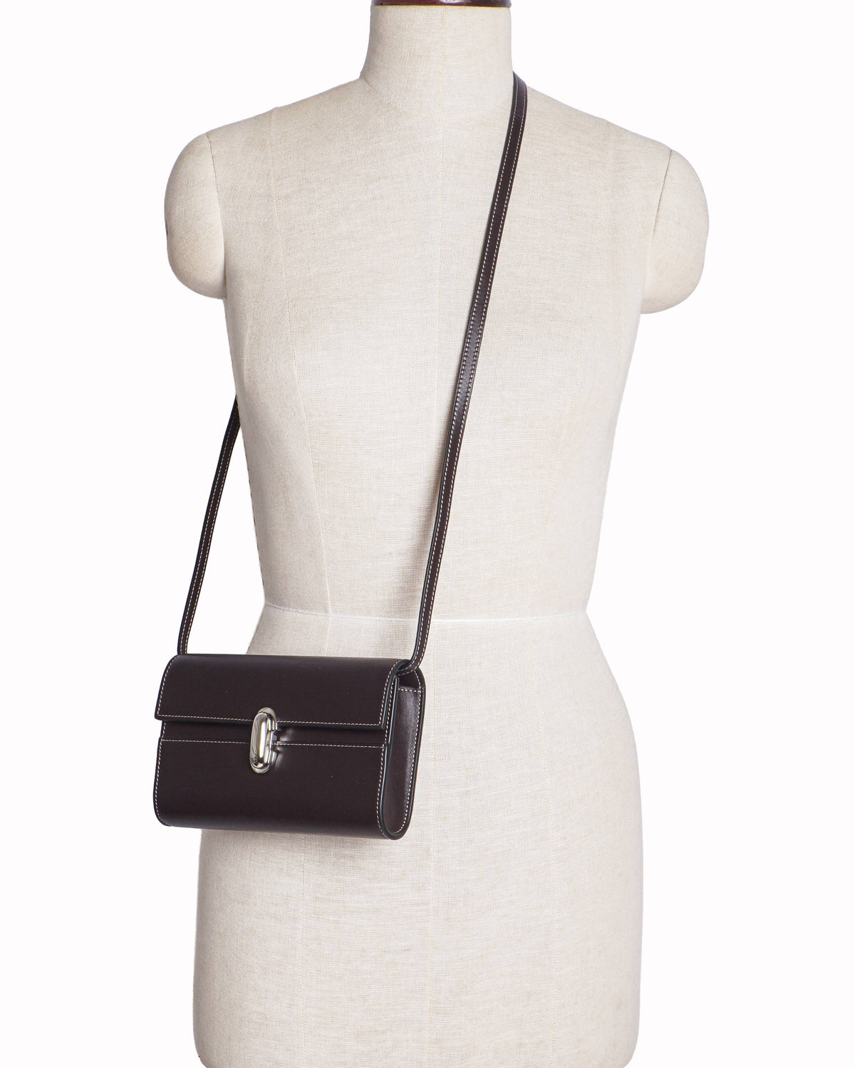Savette Symmetry Mini Brown Leather Crossbody Bag