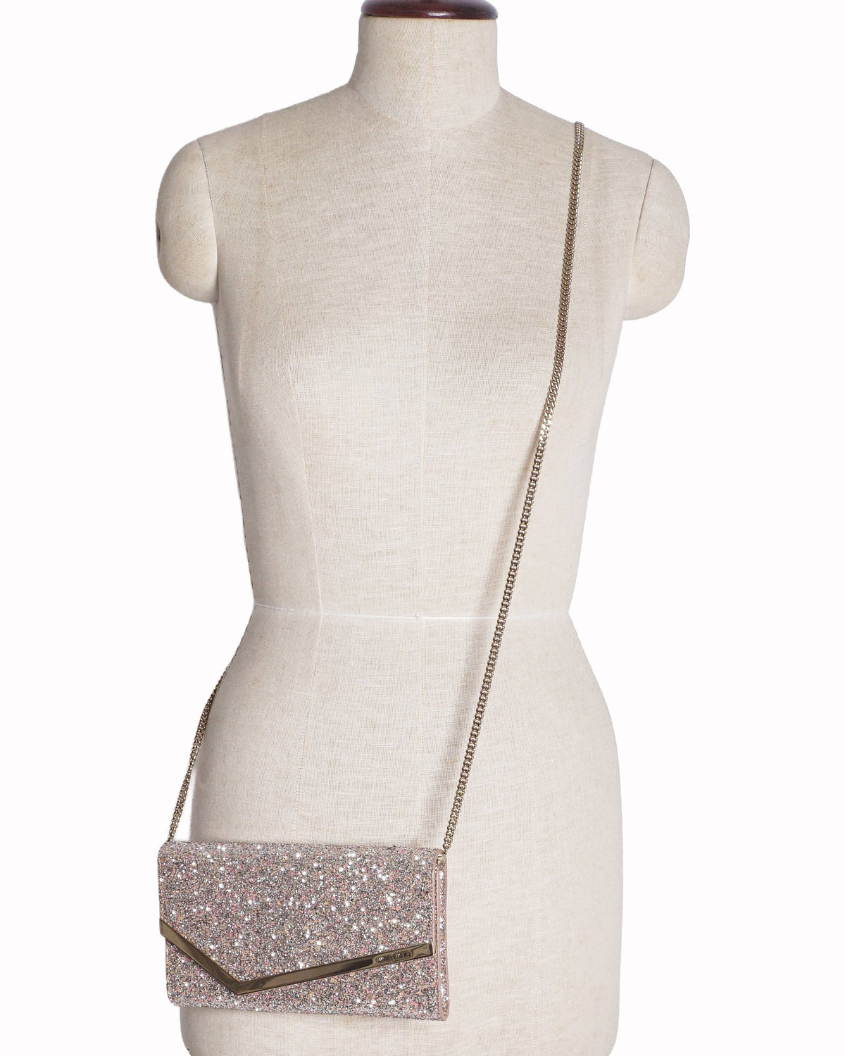 Jimmy Choo Emmie Coarse Glitter Envelope Clutch Bag