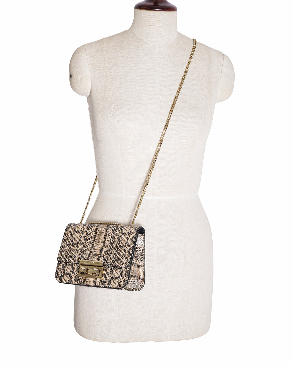 Furla Metropolis Snakeskin Embossed Leather Shoulder Bag