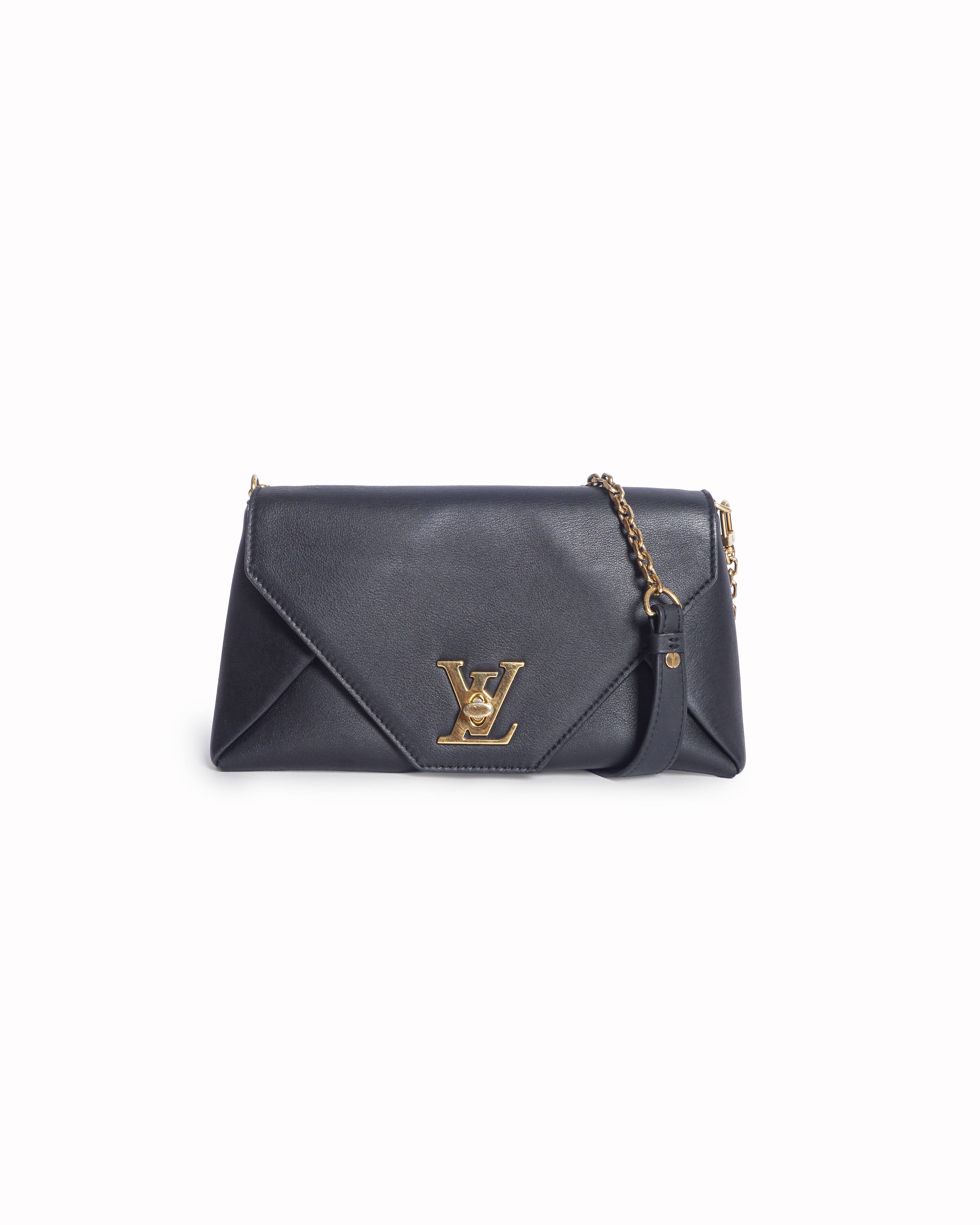 Louis Vuitton Black Smooth Leather Love Note Envelope Bag