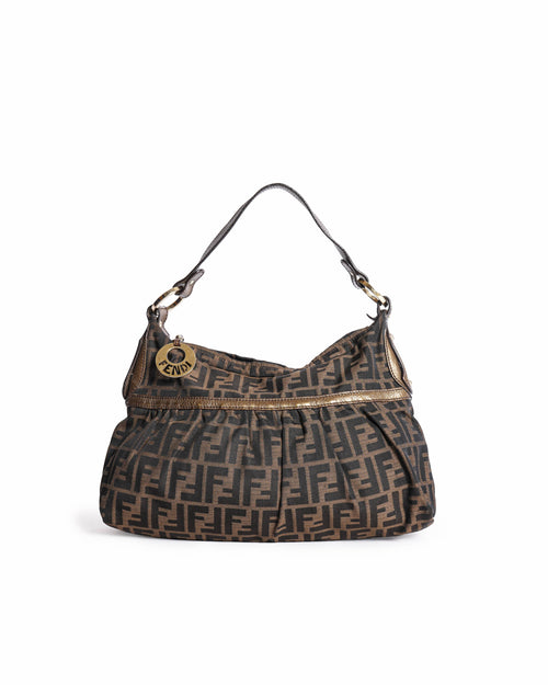 Fendi Monogram Canvas & Leather Shoulder Bag