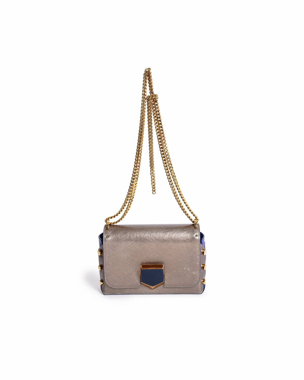 Jimmy Choo Grey Leather Lockett Shoulder Bag