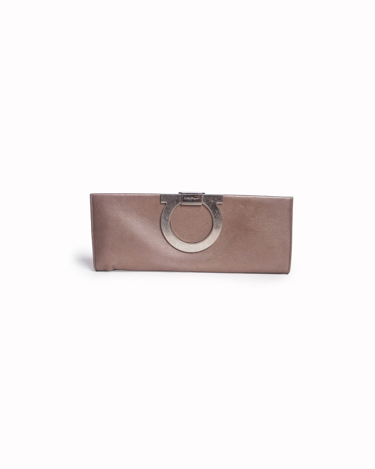 Salvatore Ferragamo Metallic Bronze Gancini Clutch
